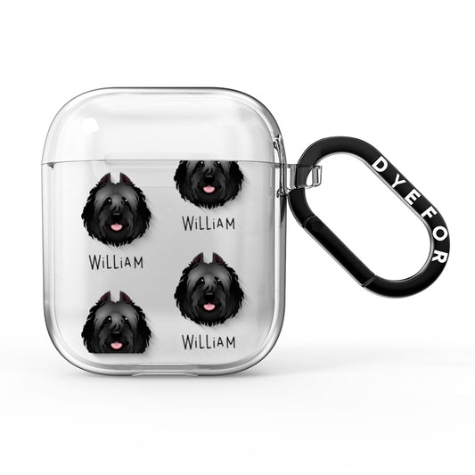 Bouvier Des Flandres Icon with Name AirPods Clear Case