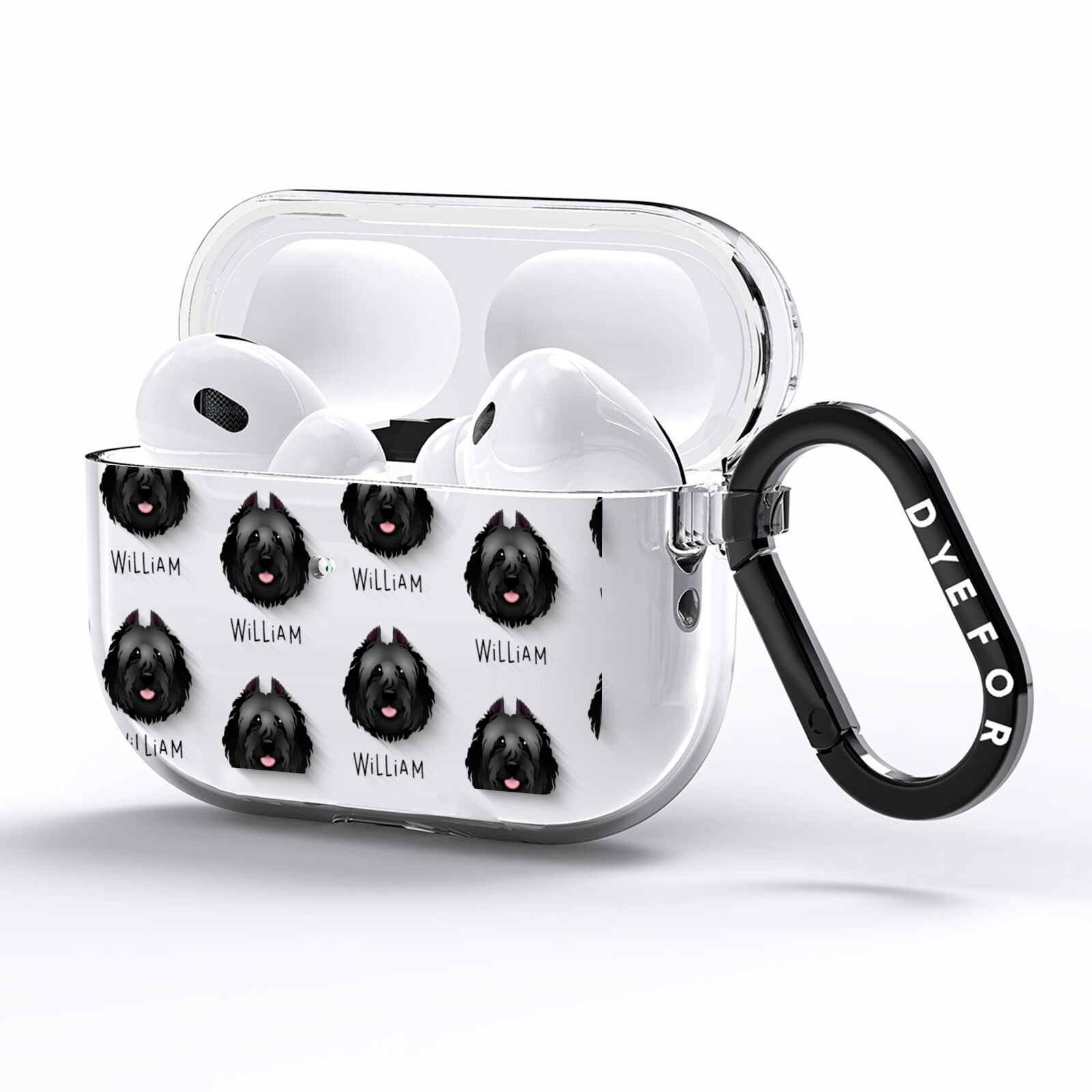 Bouvier Des Flandres Icon with Name AirPods Pro Clear Case Side Image