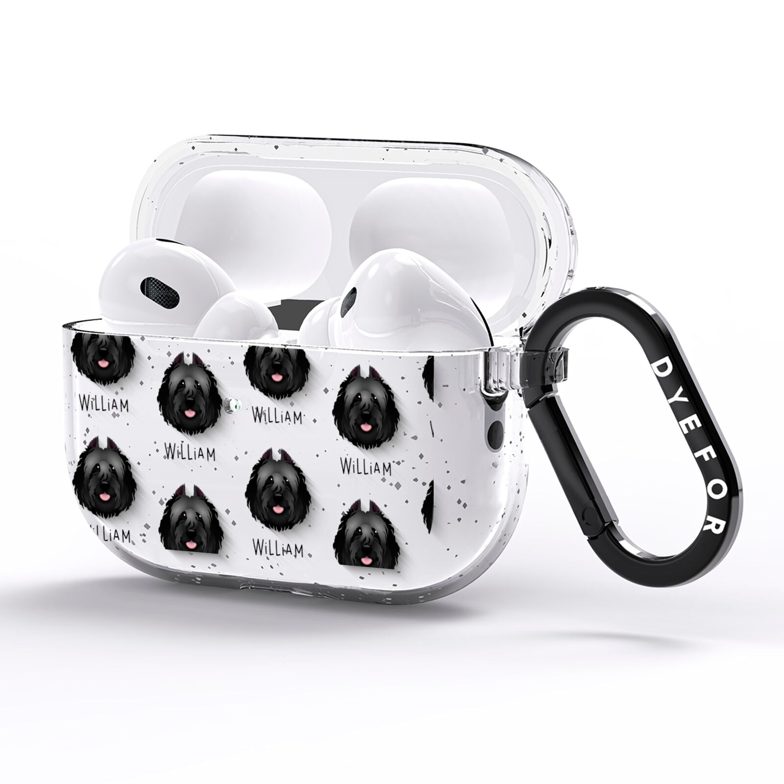 Bouvier Des Flandres Icon with Name AirPods Pro Glitter Case Side Image