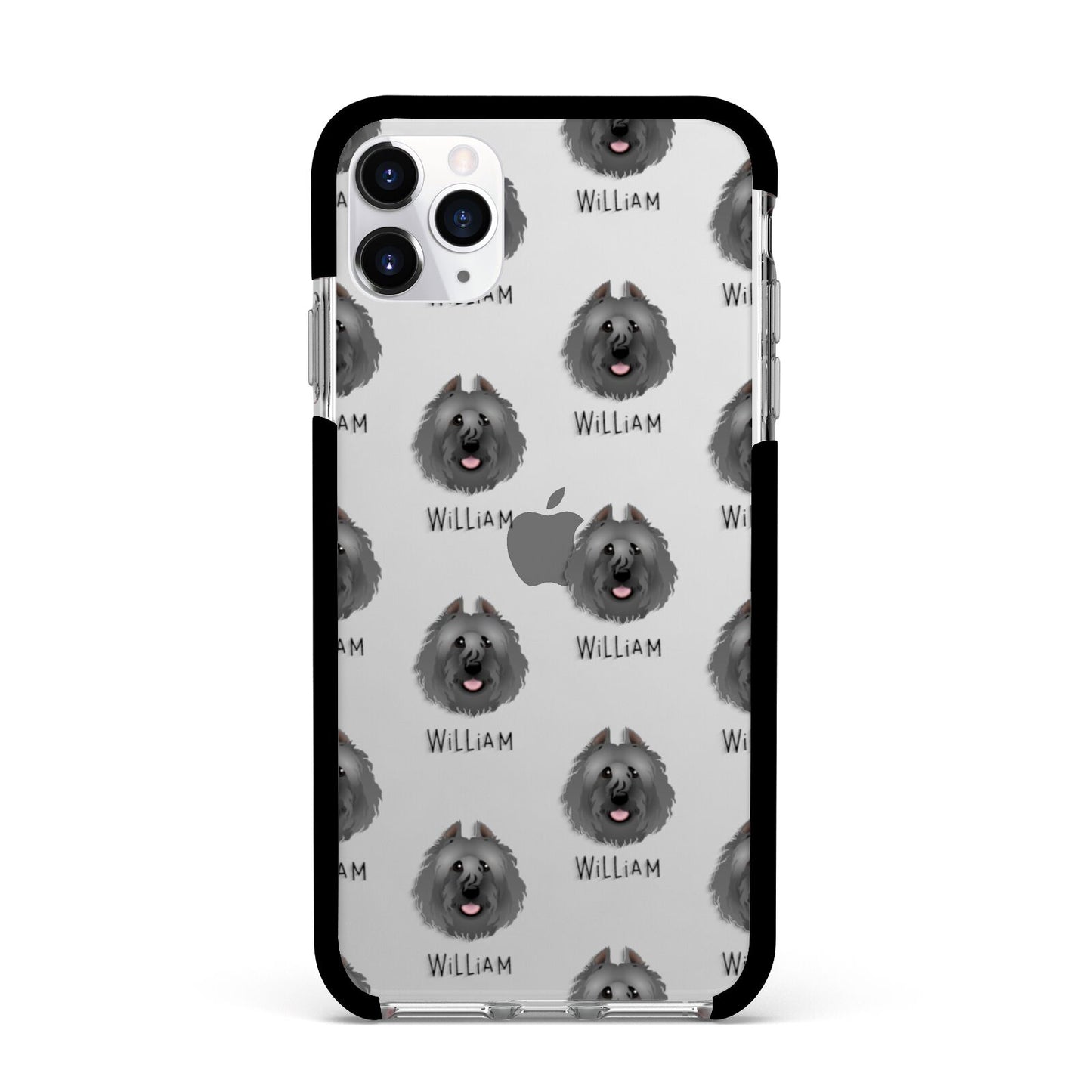 Bouvier Des Flandres Icon with Name Apple iPhone 11 Pro Max in Silver with Black Impact Case