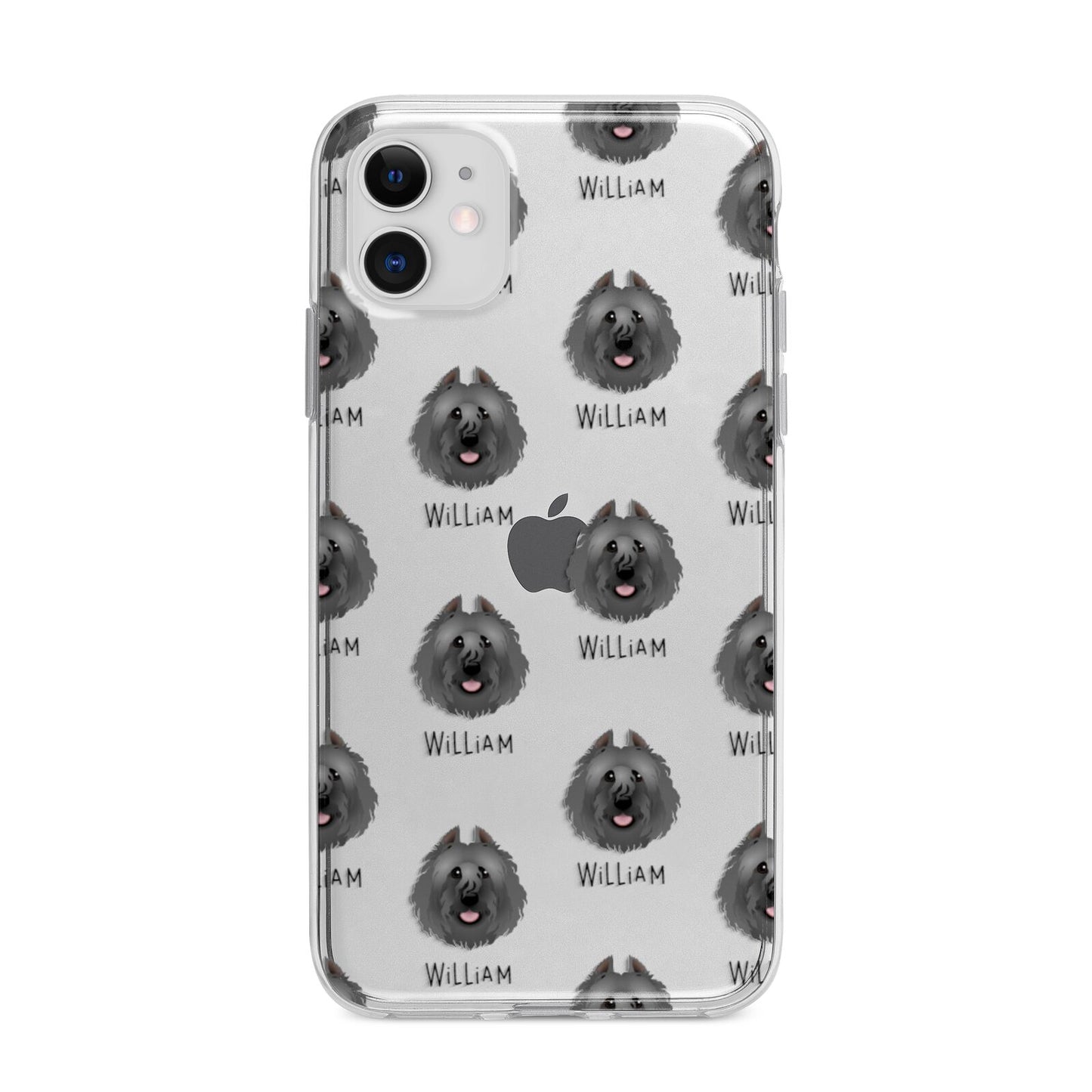 Bouvier Des Flandres Icon with Name Apple iPhone 11 in White with Bumper Case