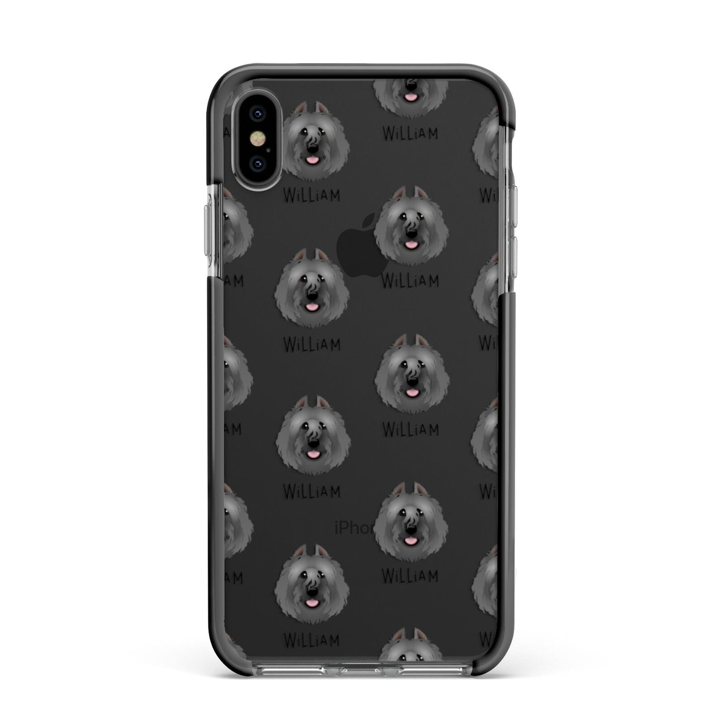 Bouvier Des Flandres Icon with Name Apple iPhone Xs Max Impact Case Black Edge on Black Phone