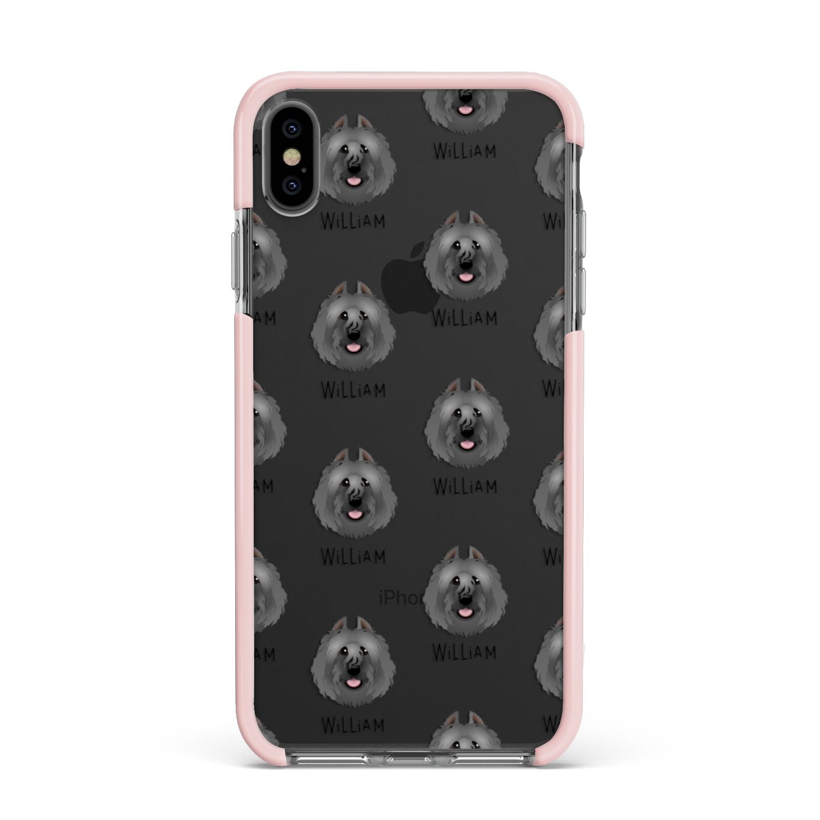 Bouvier Des Flandres Icon with Name Apple iPhone Xs Max Impact Case Pink Edge on Black Phone