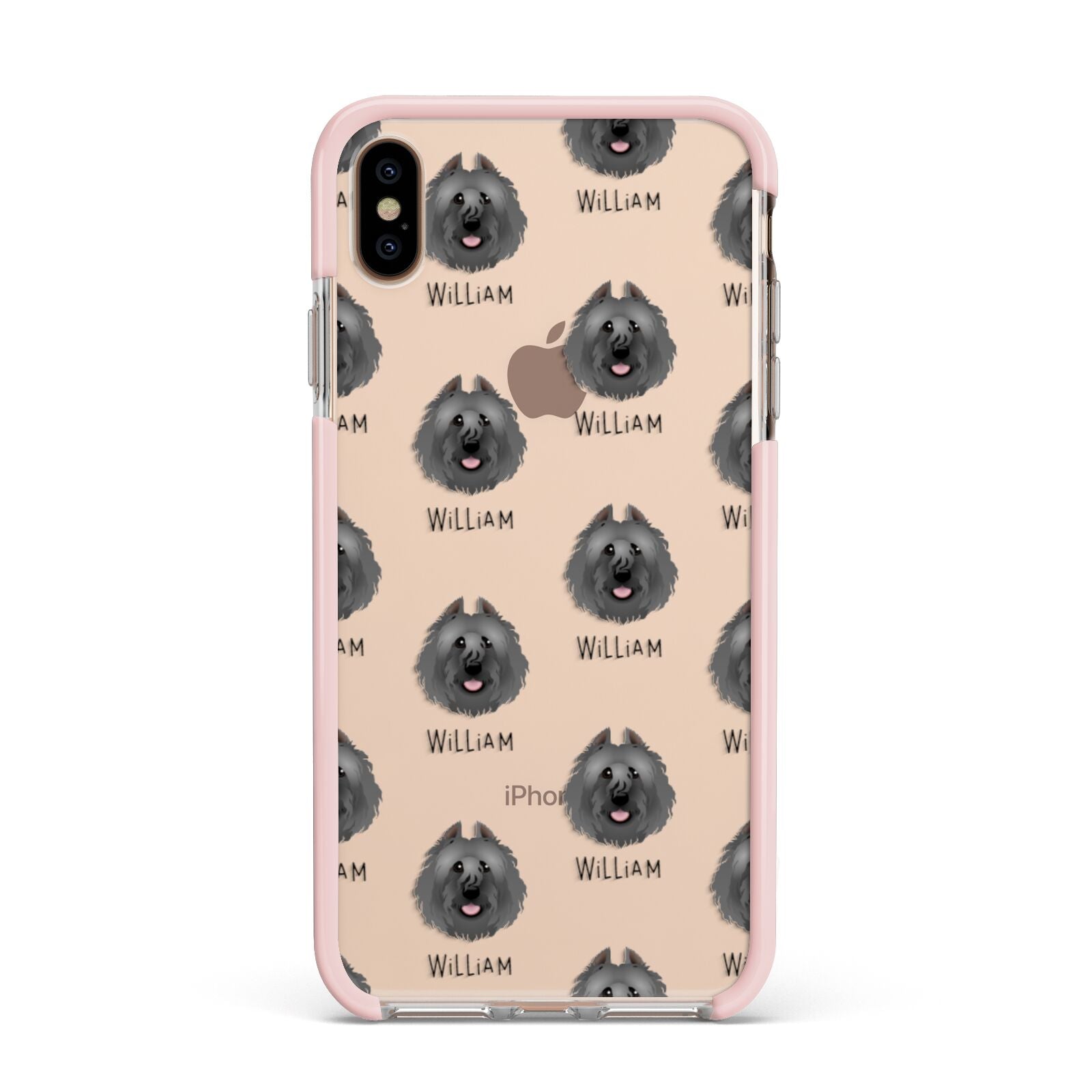 Bouvier Des Flandres Icon with Name Apple iPhone Xs Max Impact Case Pink Edge on Gold Phone