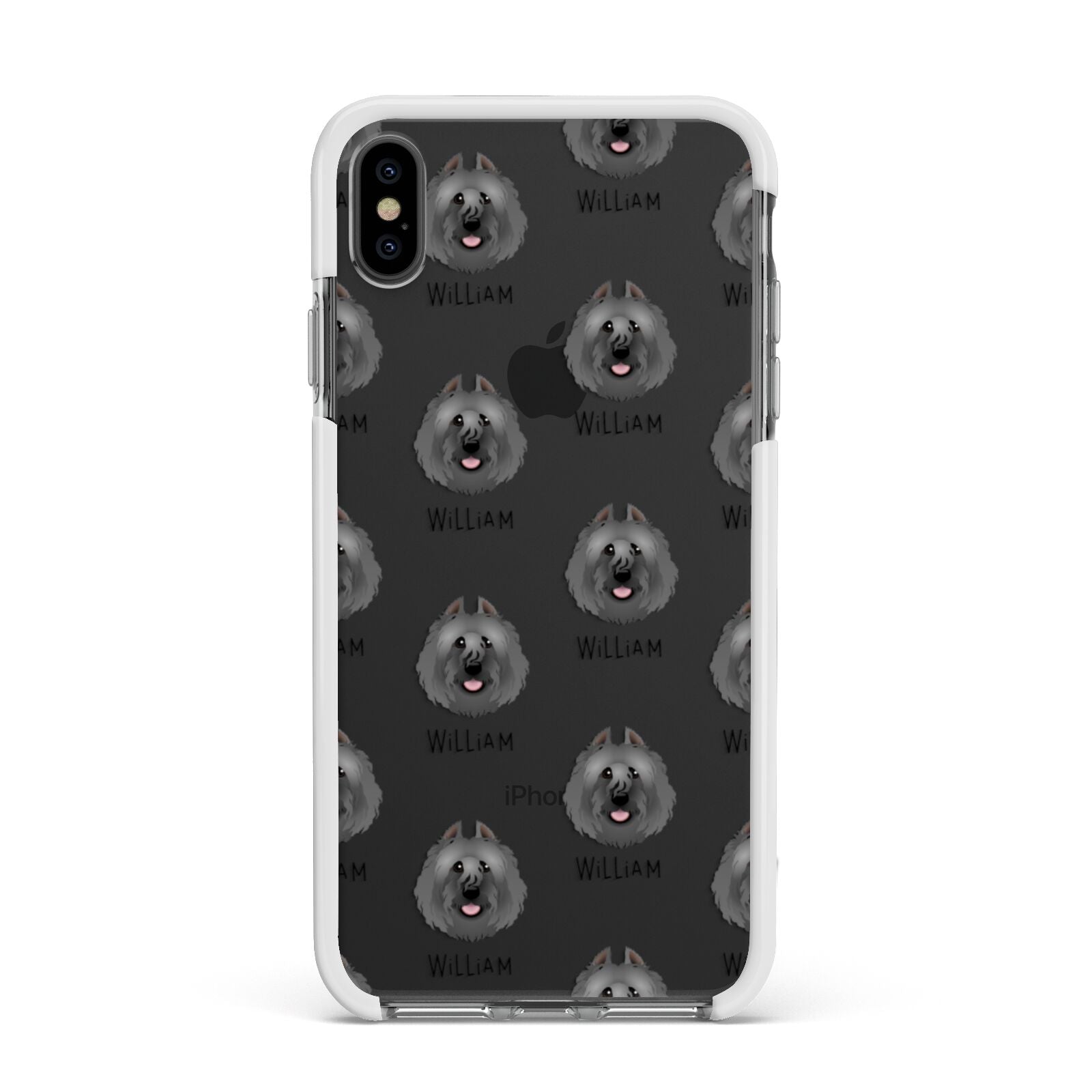 Bouvier Des Flandres Icon with Name Apple iPhone Xs Max Impact Case White Edge on Black Phone