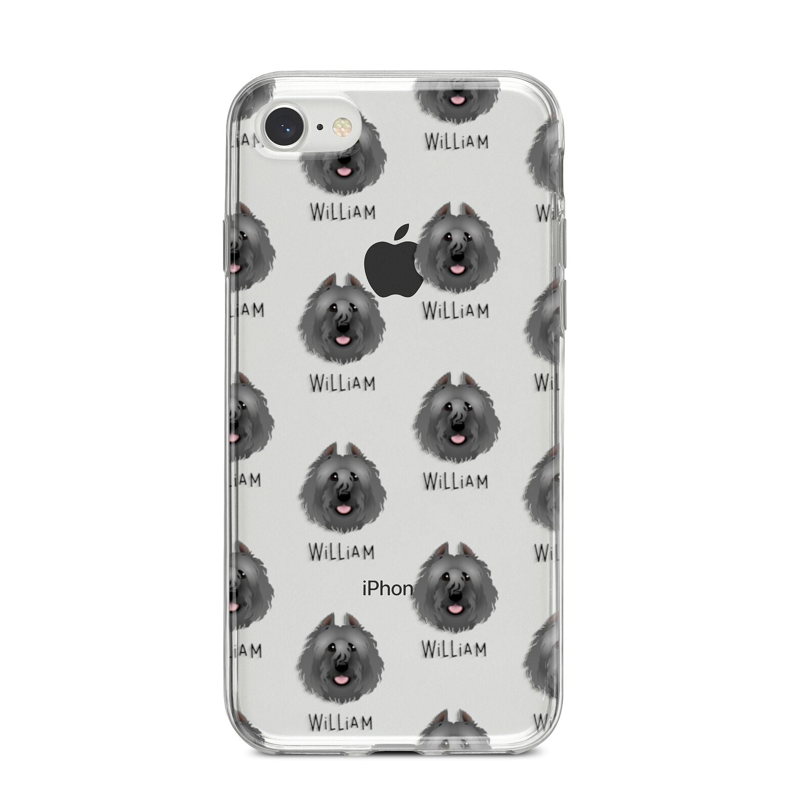 Bouvier Des Flandres Icon with Name iPhone 8 Bumper Case on Silver iPhone