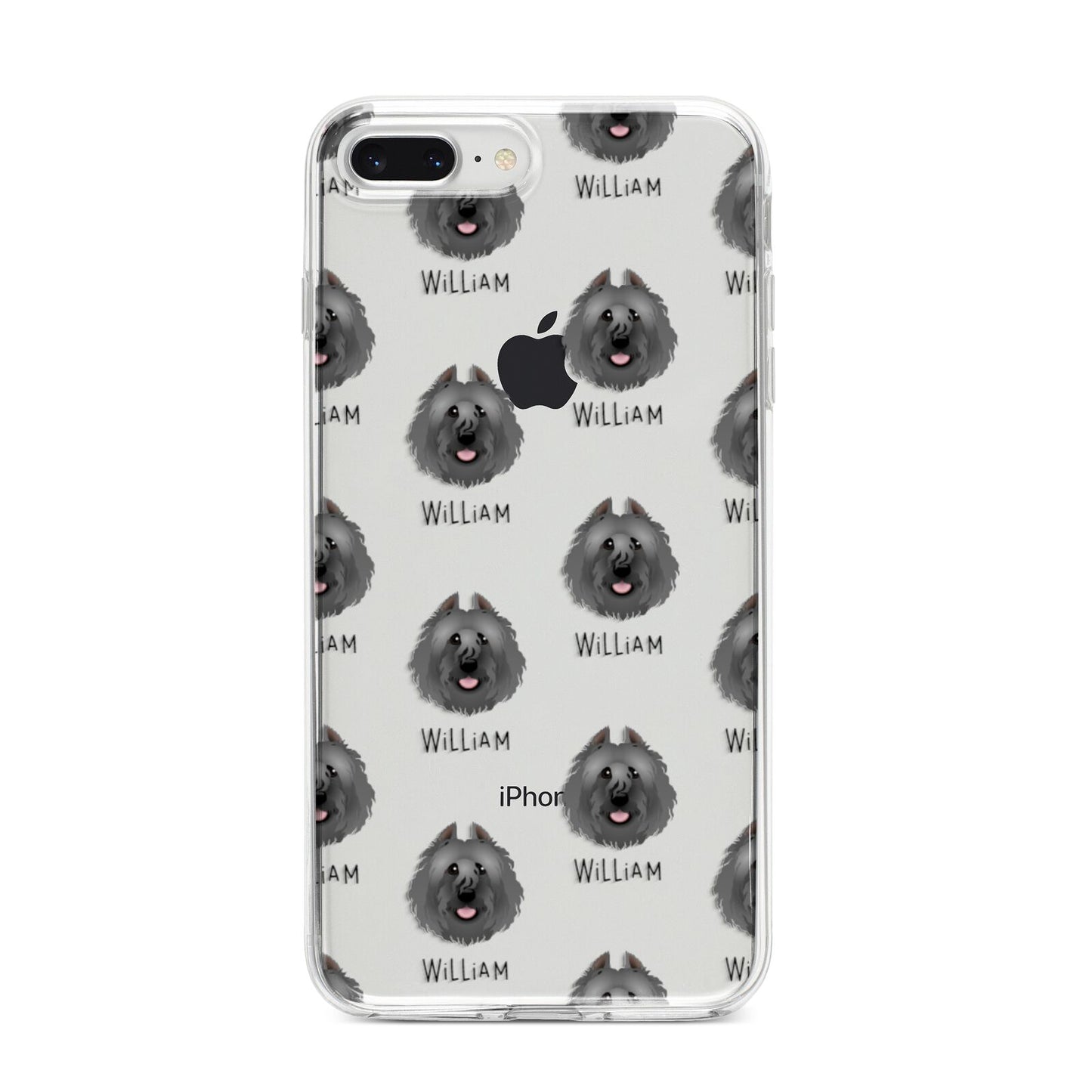 Bouvier Des Flandres Icon with Name iPhone 8 Plus Bumper Case on Silver iPhone