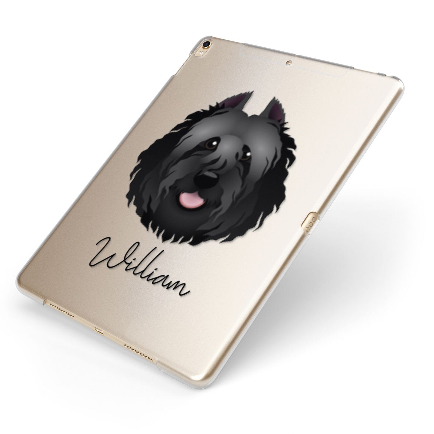 Bouvier Des Flandres Personalised Apple iPad Case on Gold iPad Side View