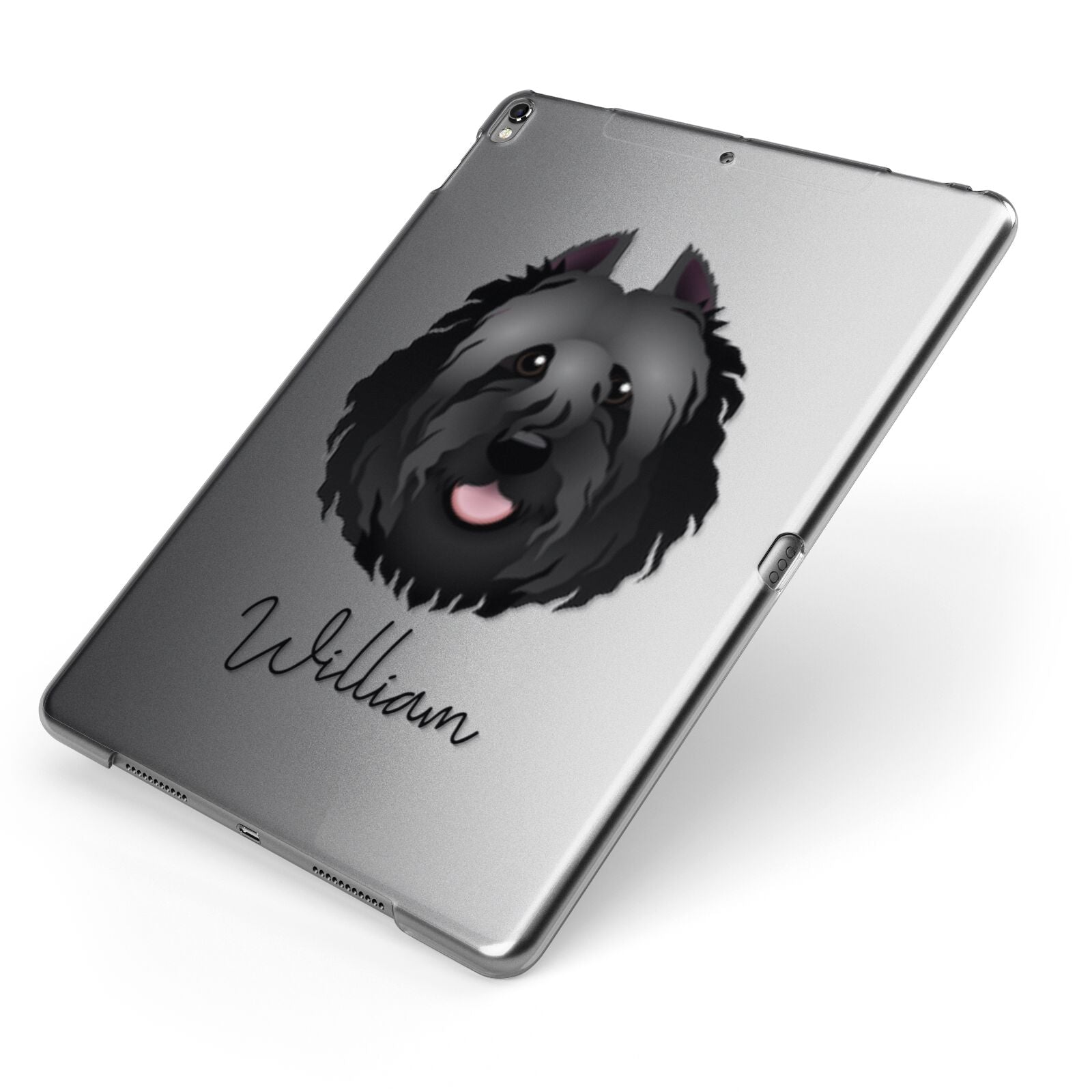 Bouvier Des Flandres Personalised Apple iPad Case on Grey iPad Side View