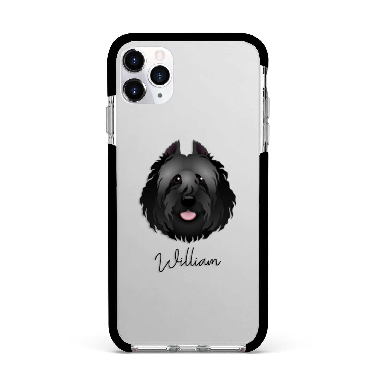 Bouvier Des Flandres Personalised Apple iPhone 11 Pro Max in Silver with Black Impact Case