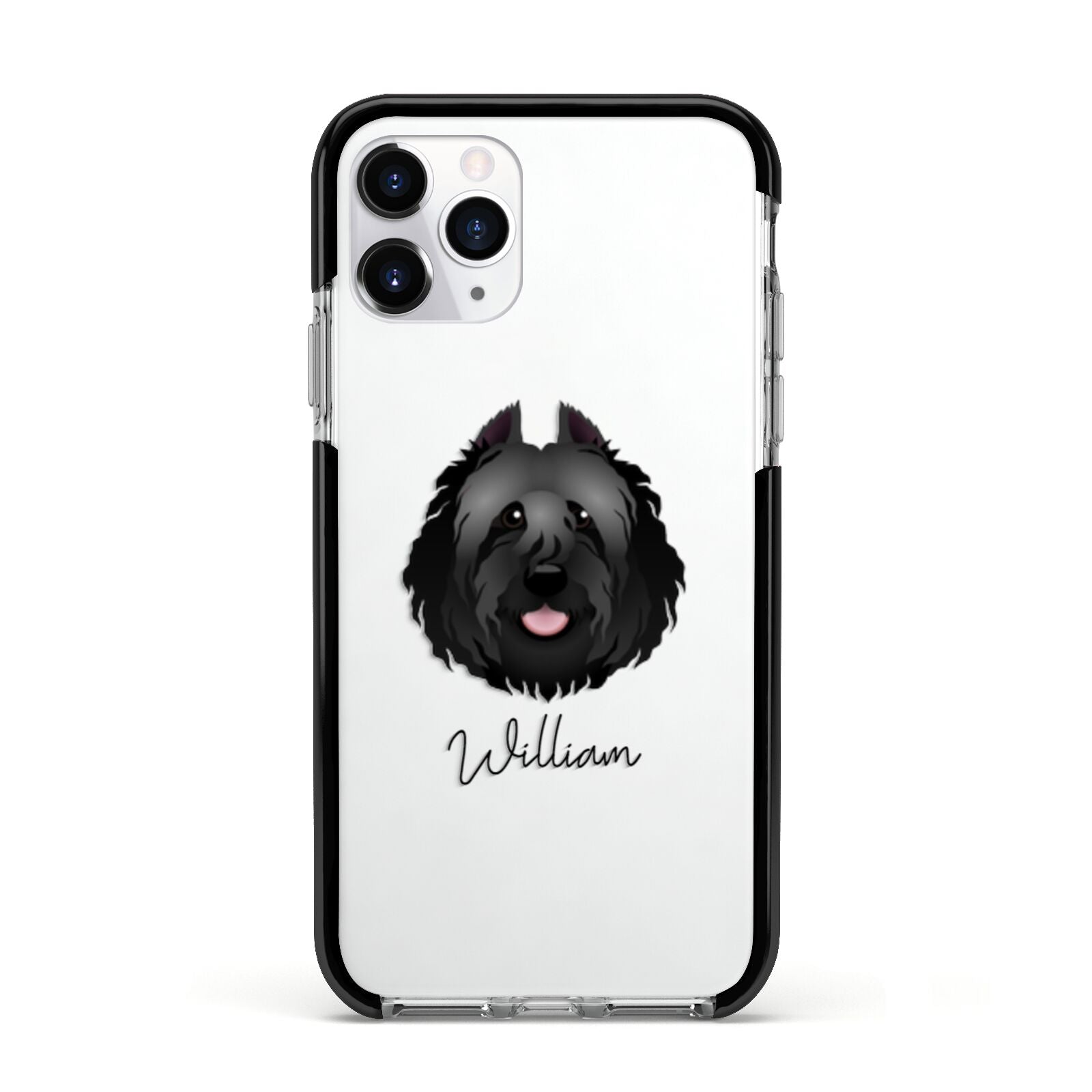 Bouvier Des Flandres Personalised Apple iPhone 11 Pro in Silver with Black Impact Case