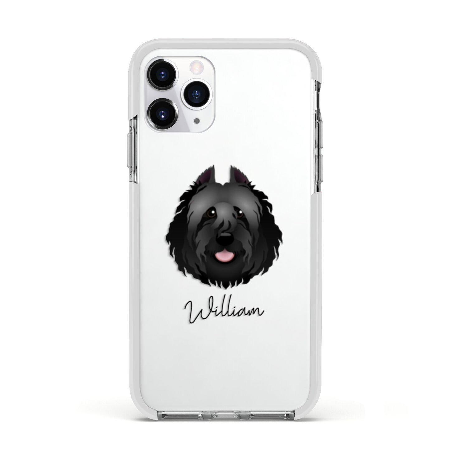 Bouvier Des Flandres Personalised Apple iPhone 11 Pro in Silver with White Impact Case
