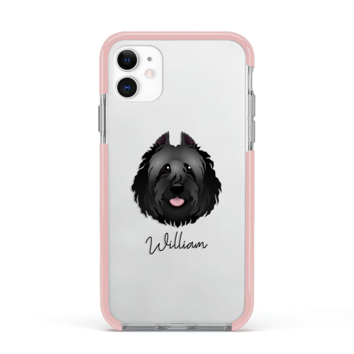Bouvier Des Flandres Personalised Apple iPhone 11 in White with Pink Impact Case