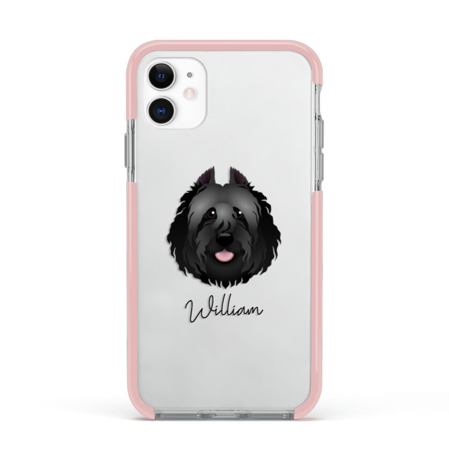 Bouvier Des Flandres Personalised Apple iPhone 11 in White with Pink Impact Case