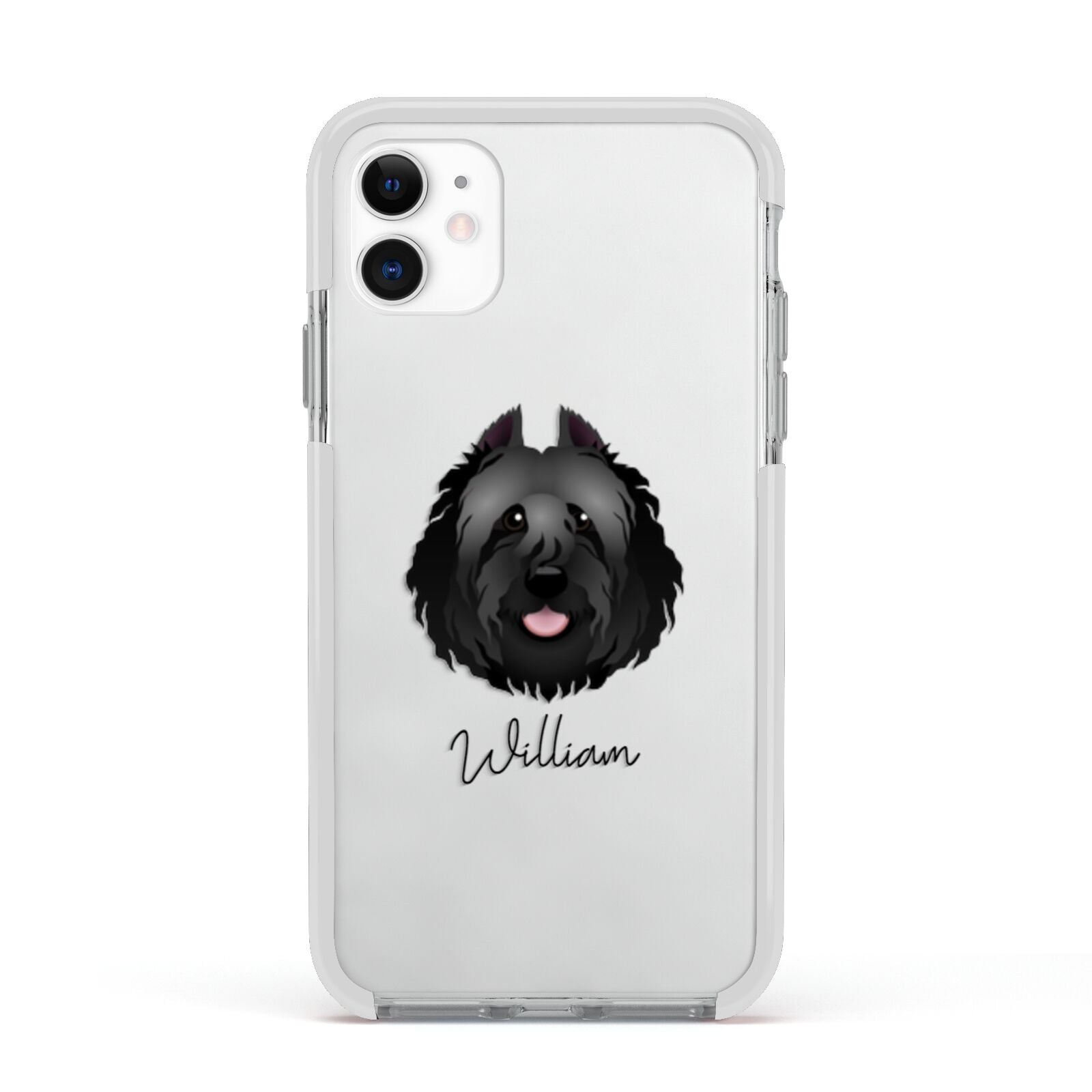 Bouvier Des Flandres Personalised Apple iPhone 11 in White with White Impact Case