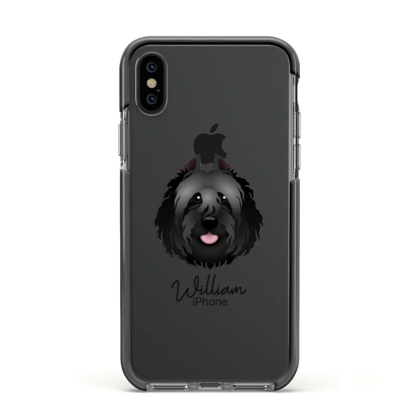 Bouvier Des Flandres Personalised Apple iPhone Xs Impact Case Black Edge on Black Phone