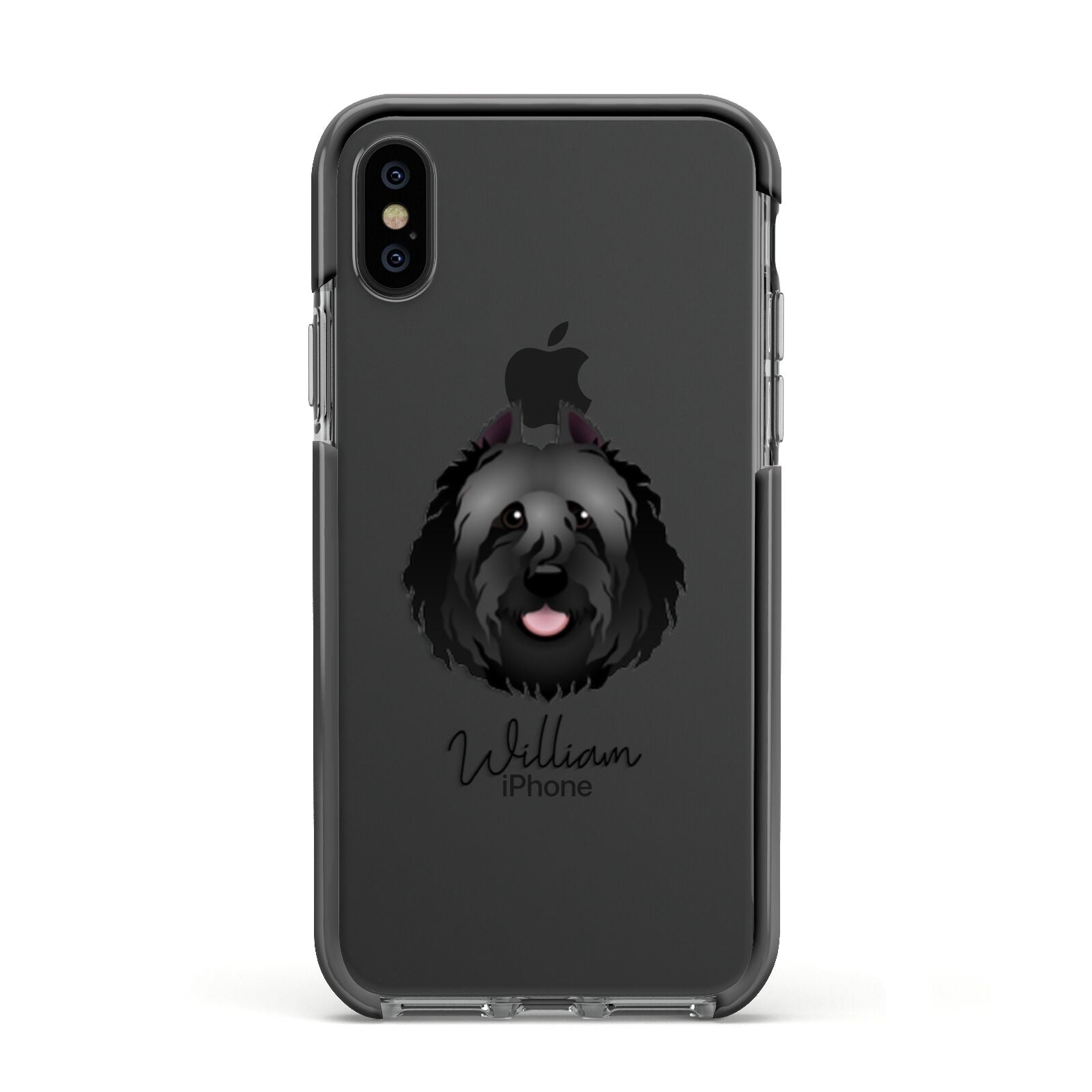 Bouvier Des Flandres Personalised Apple iPhone Xs Impact Case Black Edge on Black Phone