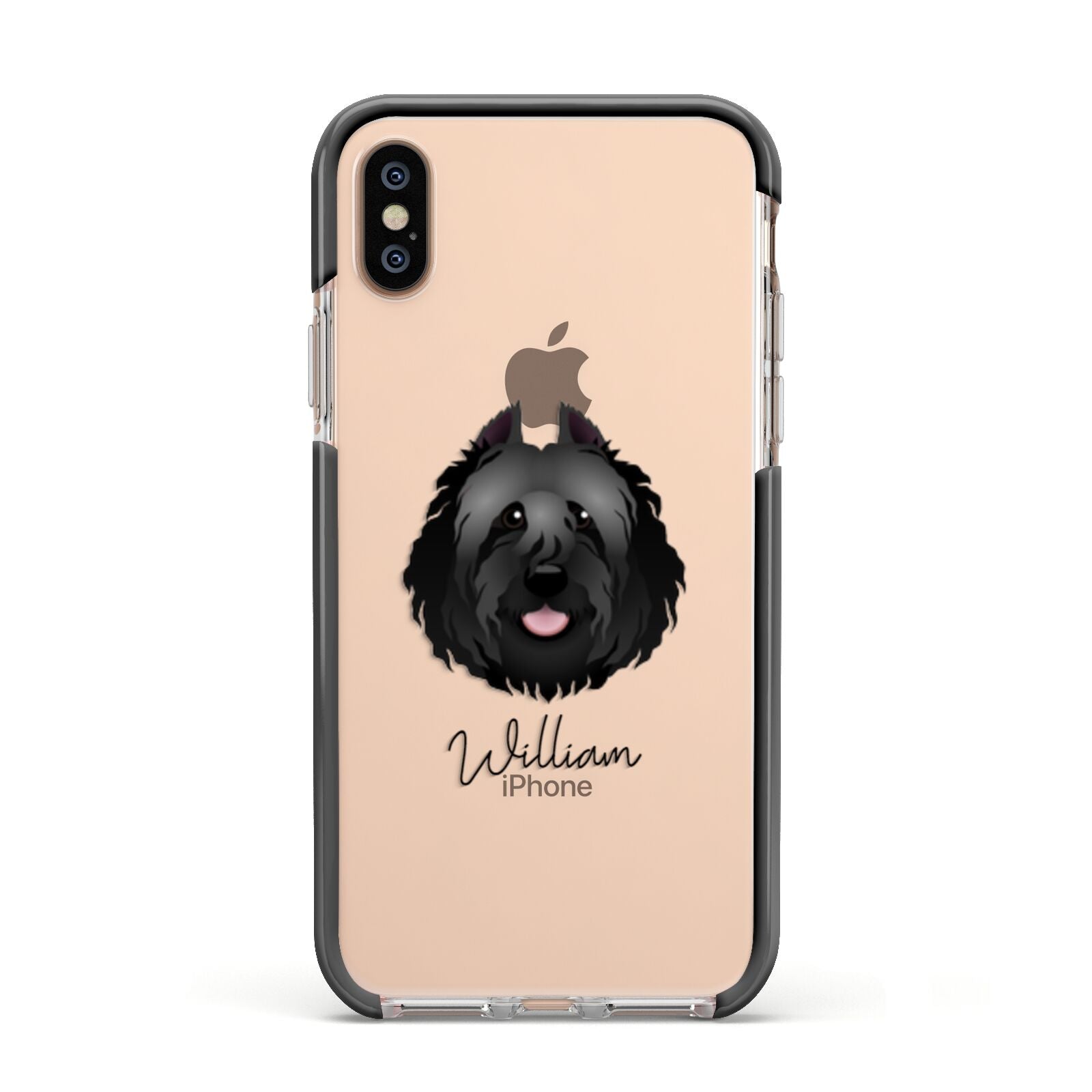 Bouvier Des Flandres Personalised Apple iPhone Xs Impact Case Black Edge on Gold Phone