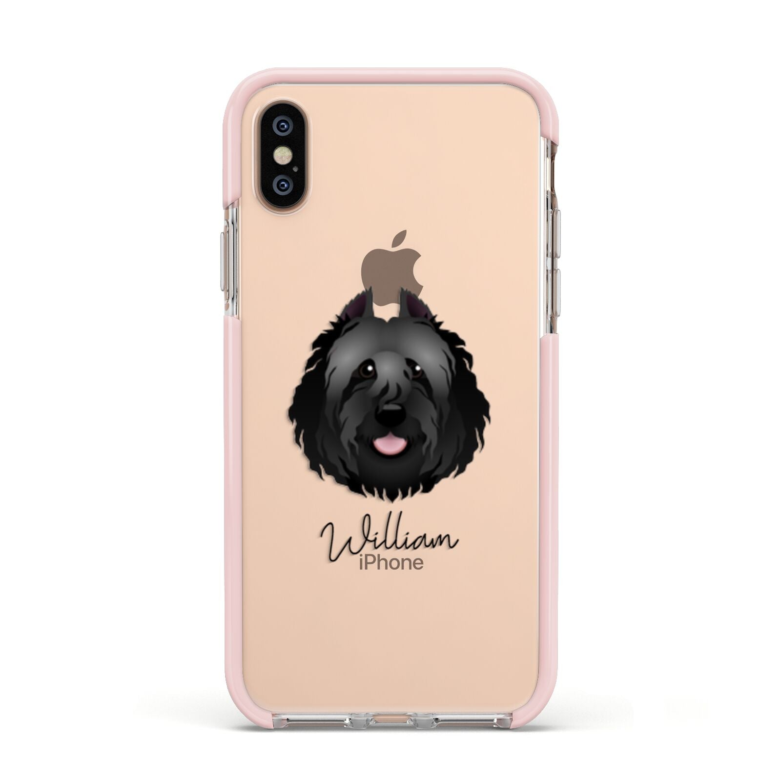 Bouvier Des Flandres Personalised Apple iPhone Xs Impact Case Pink Edge on Gold Phone