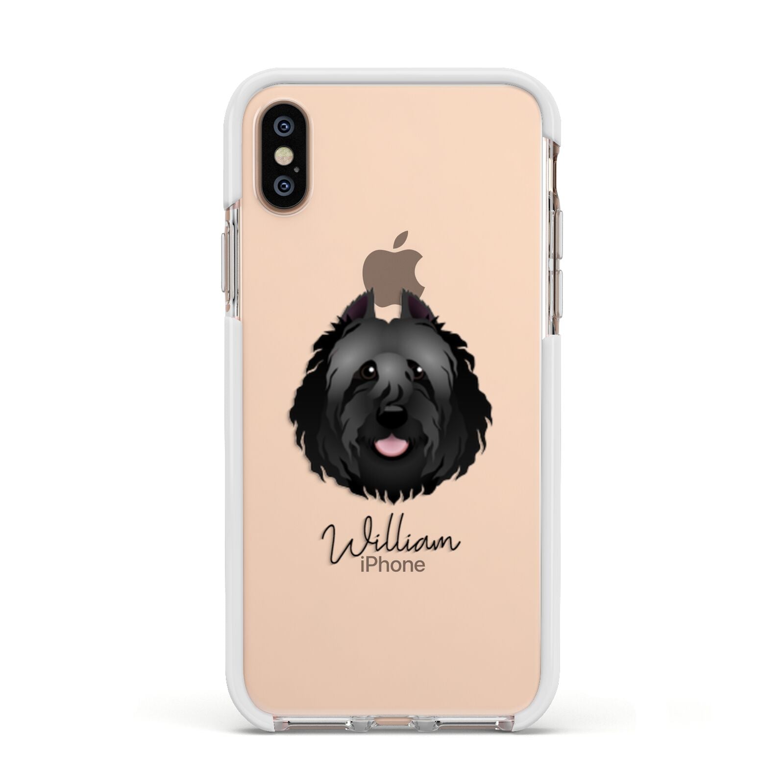 Bouvier Des Flandres Personalised Apple iPhone Xs Impact Case White Edge on Gold Phone