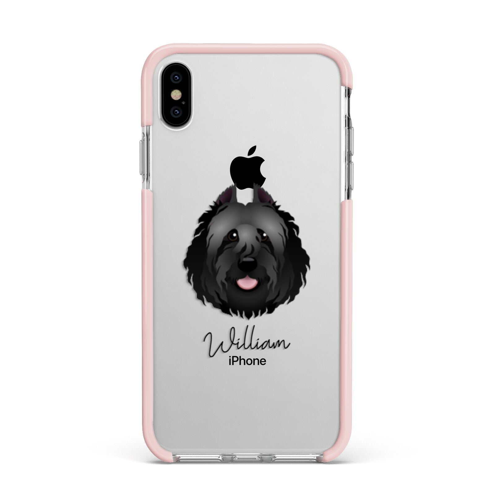 Bouvier Des Flandres Personalised Apple iPhone Xs Max Impact Case Pink Edge on Silver Phone