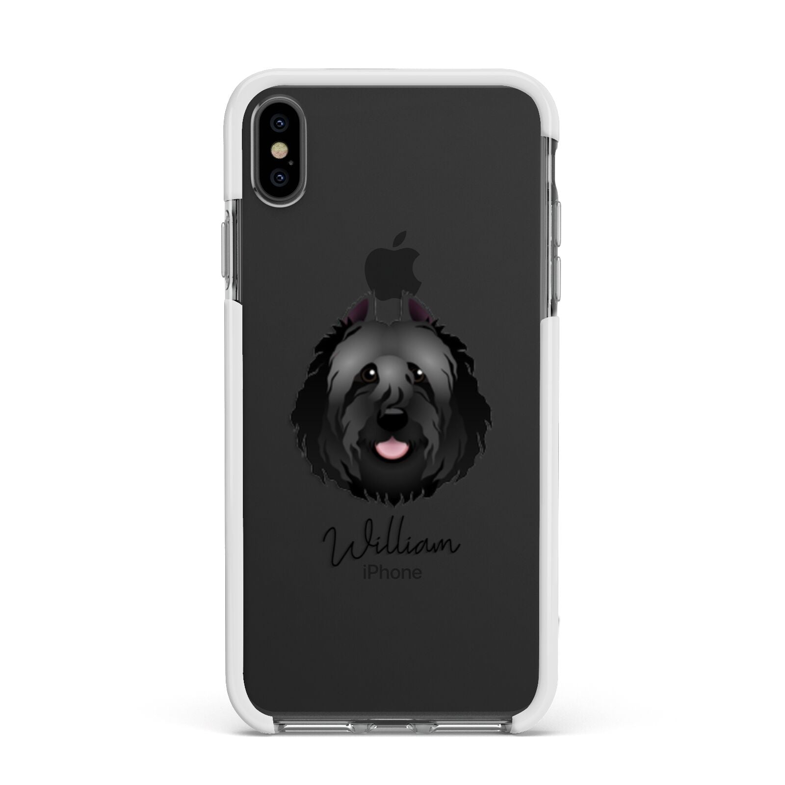 Bouvier Des Flandres Personalised Apple iPhone Xs Max Impact Case White Edge on Black Phone