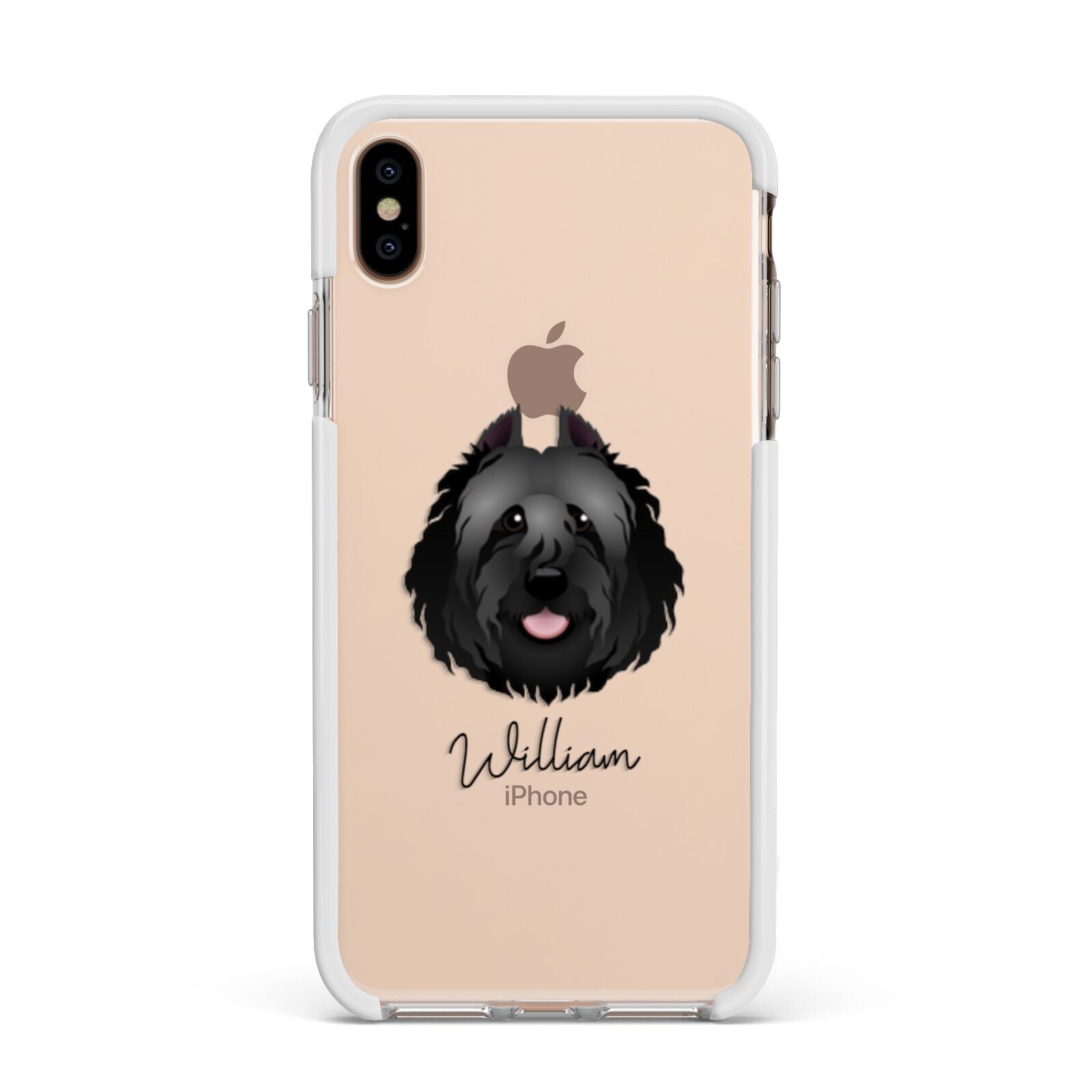 Bouvier Des Flandres Personalised Apple iPhone Xs Max Impact Case White Edge on Gold Phone