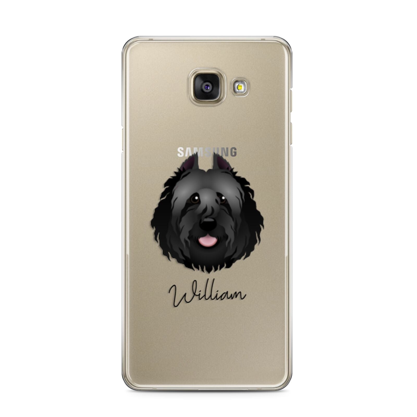 Bouvier Des Flandres Personalised Samsung Galaxy A3 2016 Case on gold phone