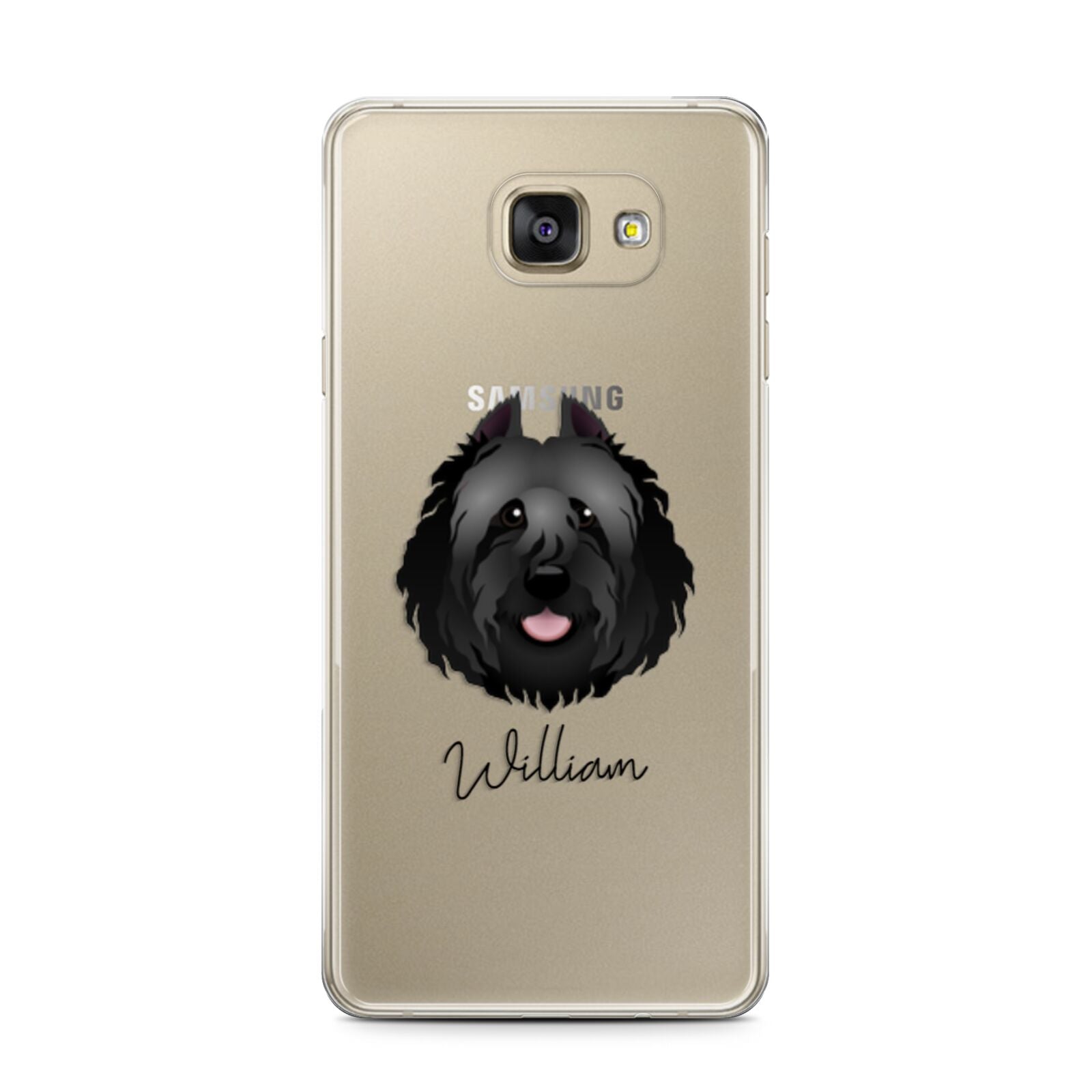 Bouvier Des Flandres Personalised Samsung Galaxy A7 2016 Case on gold phone