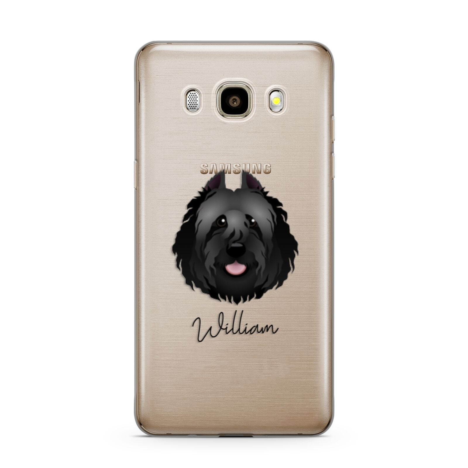Bouvier Des Flandres Personalised Samsung Galaxy J7 2016 Case on gold phone