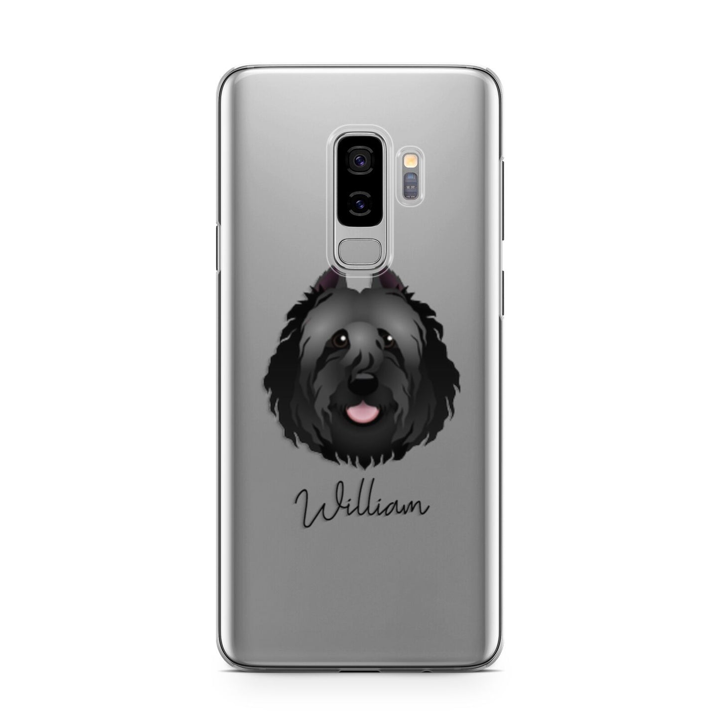 Bouvier Des Flandres Personalised Samsung Galaxy S9 Plus Case on Silver phone