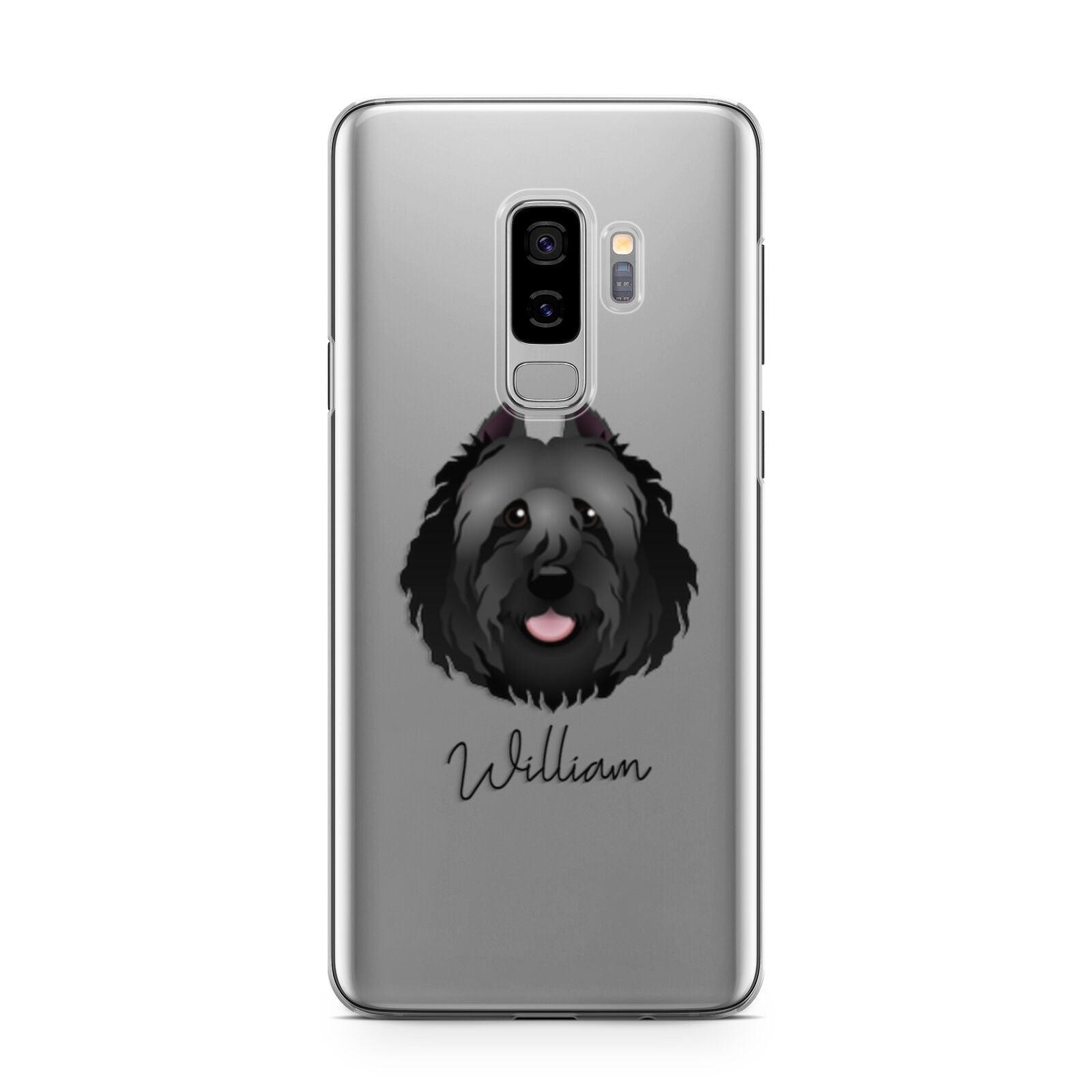 Bouvier Des Flandres Personalised Samsung Galaxy S9 Plus Case on Silver phone