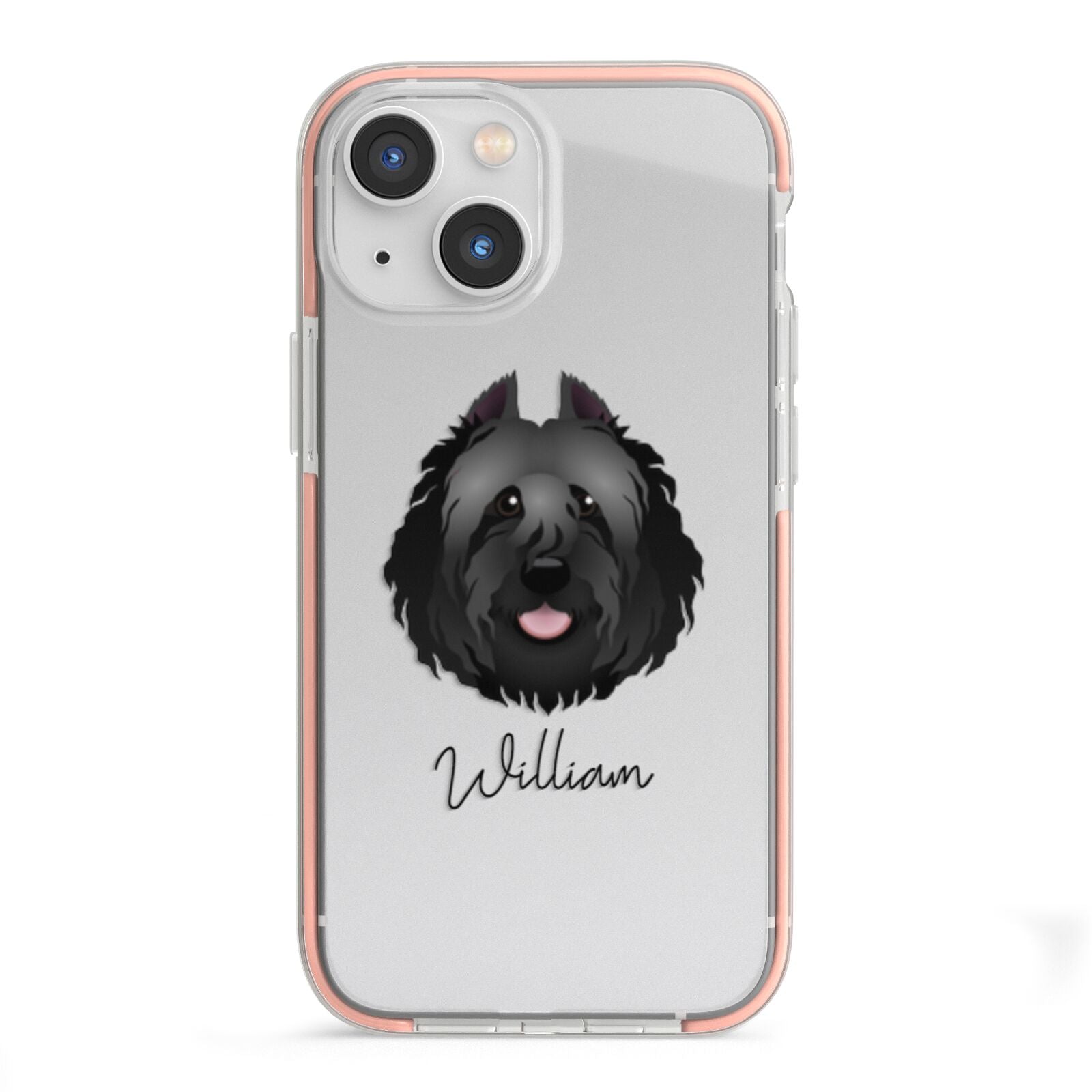 Bouvier Des Flandres Personalised iPhone 13 Mini TPU Impact Case with Pink Edges