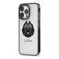 Bouvier Des Flandres Personalised iPhone 13 Pro Black Impact Case Side Angle on Silver phone
