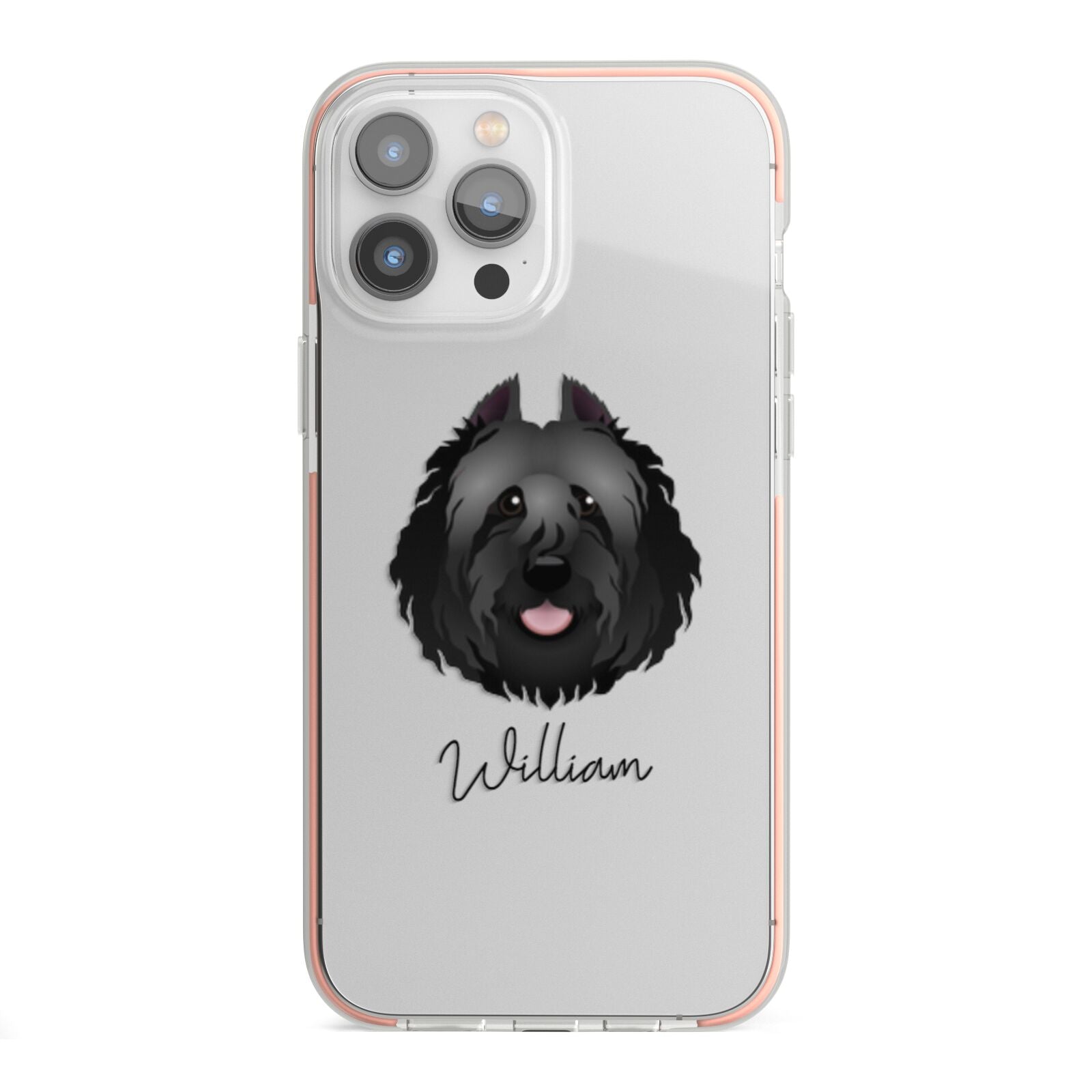 Bouvier Des Flandres Personalised iPhone 13 Pro Max TPU Impact Case with Pink Edges
