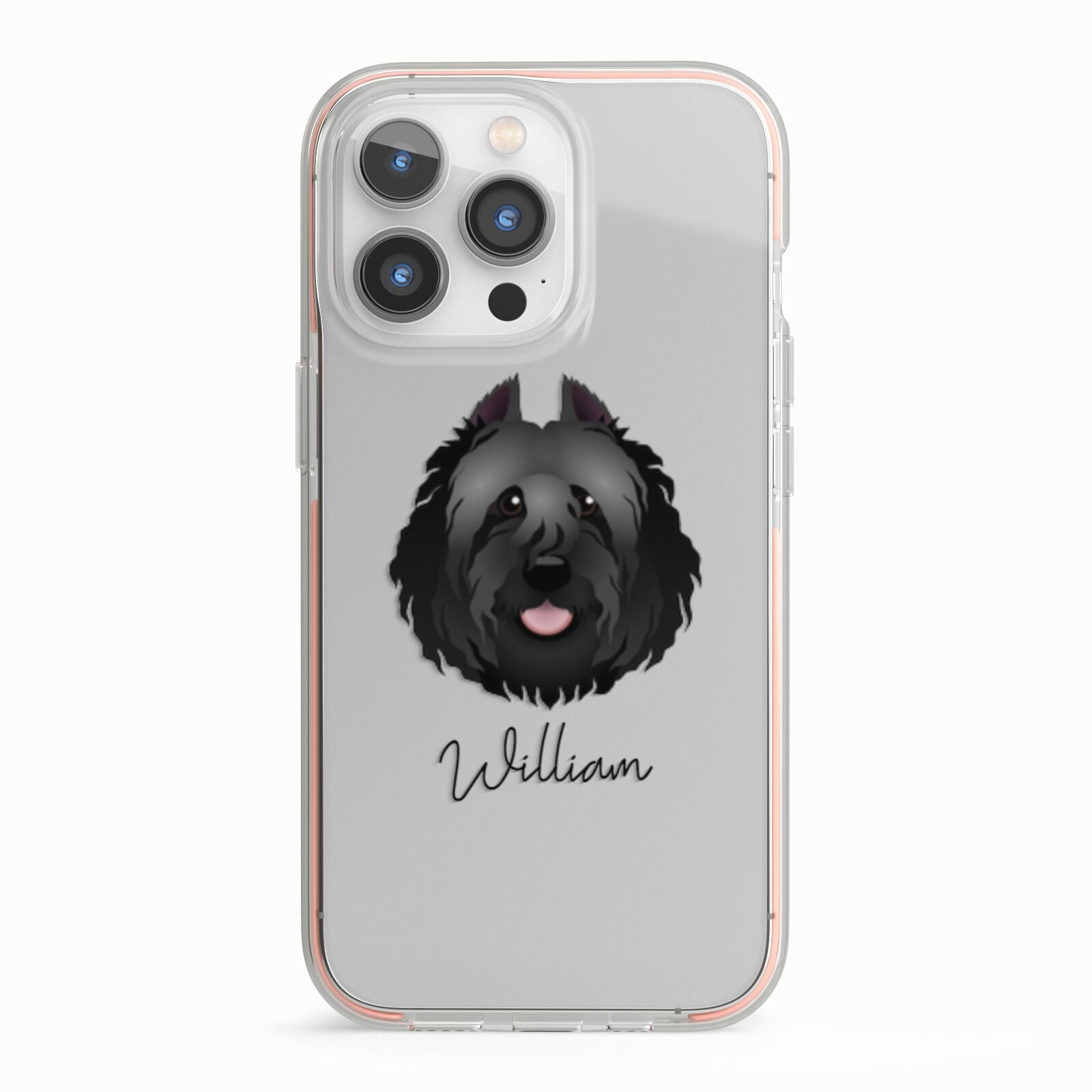 Bouvier Des Flandres Personalised iPhone 13 Pro TPU Impact Case with Pink Edges