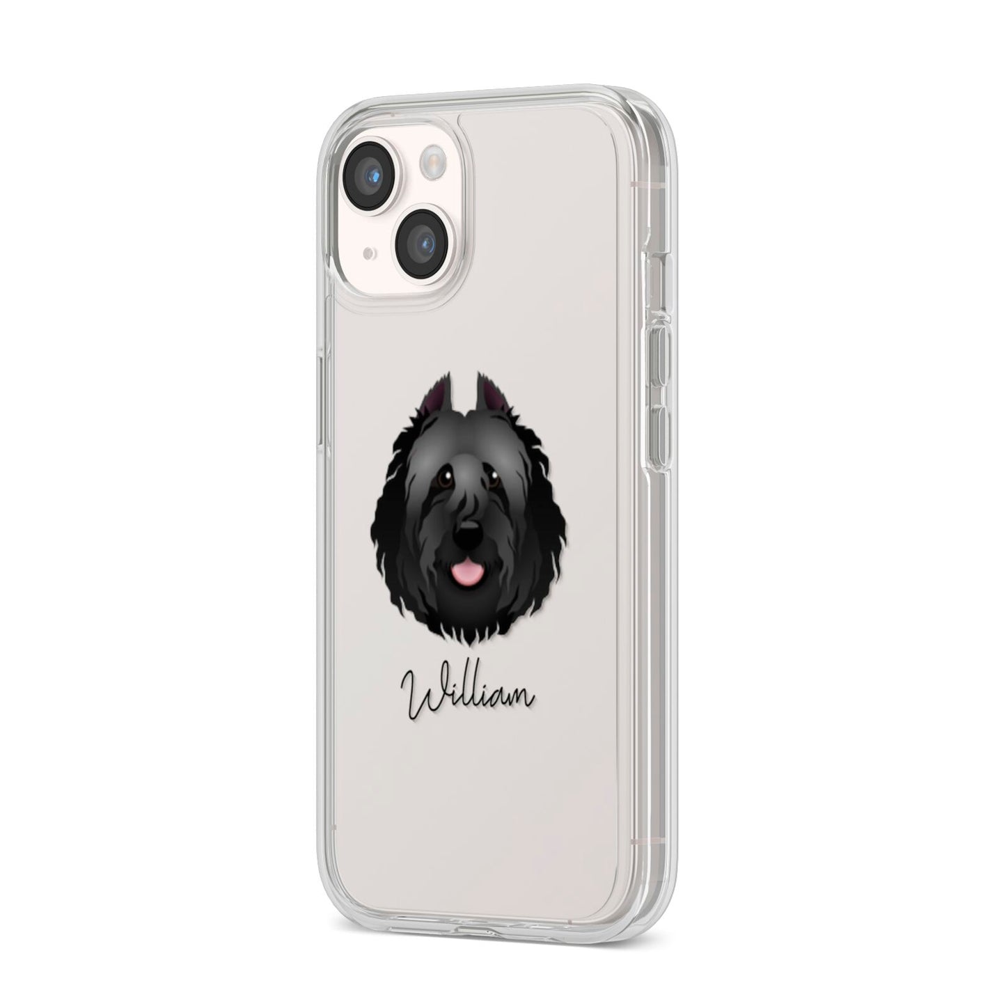 Bouvier Des Flandres Personalised iPhone 14 Clear Tough Case Starlight Angled Image