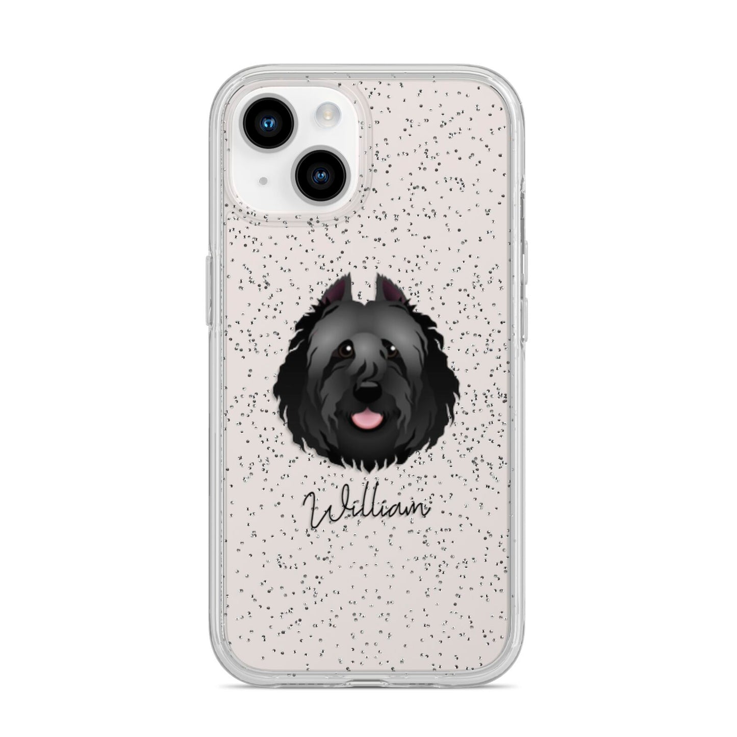 Bouvier Des Flandres Personalised iPhone 14 Glitter Tough Case Starlight