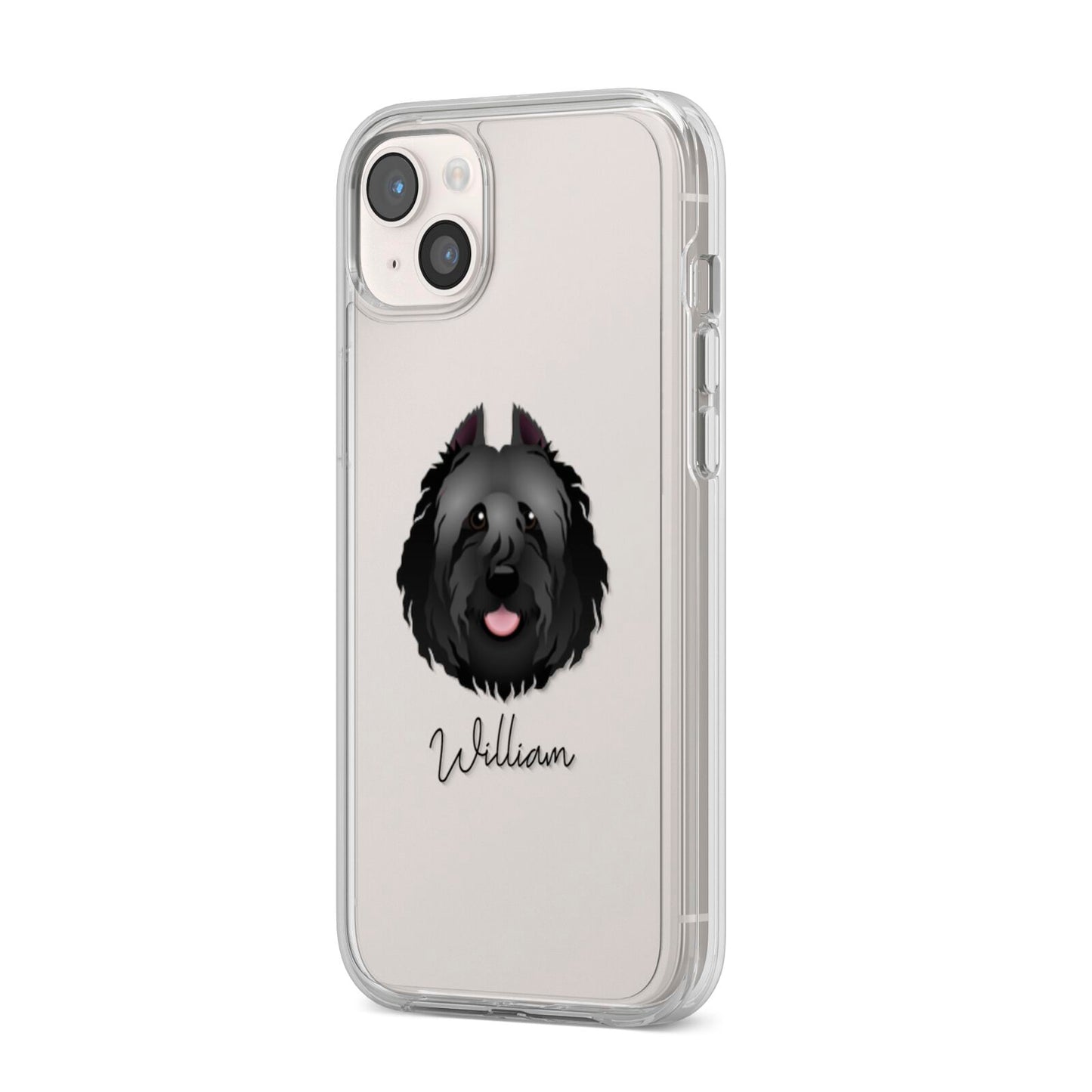 Bouvier Des Flandres Personalised iPhone 14 Plus Clear Tough Case Starlight Angled Image