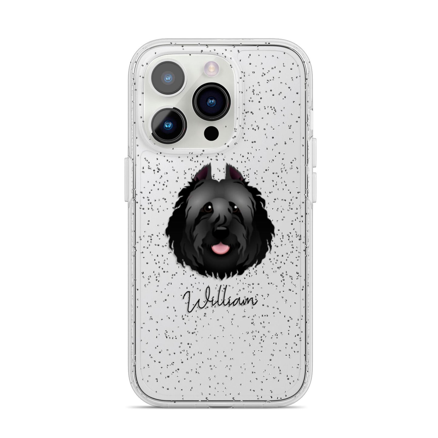 Bouvier Des Flandres Personalised iPhone 14 Pro Glitter Tough Case Silver