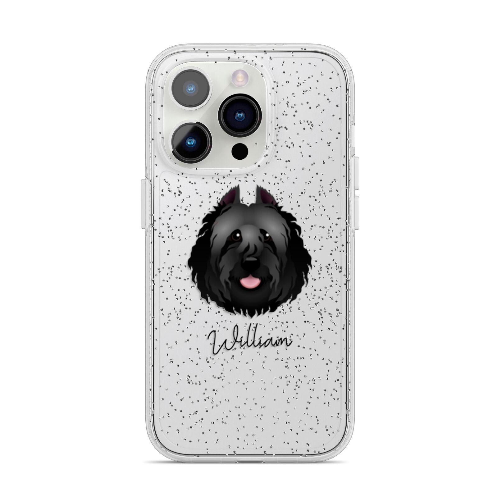 Bouvier Des Flandres Personalised iPhone 14 Pro Glitter Tough Case Silver
