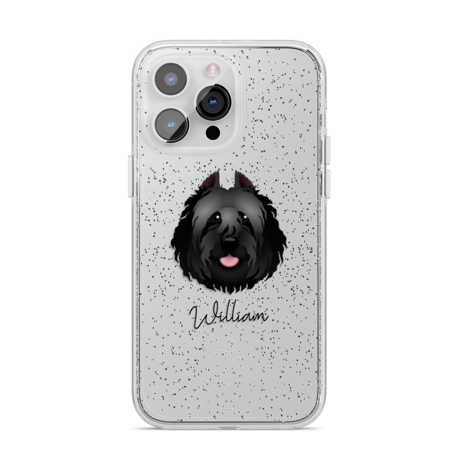 Bouvier Des Flandres Personalised iPhone 14 Pro Max Glitter Tough Case Silver