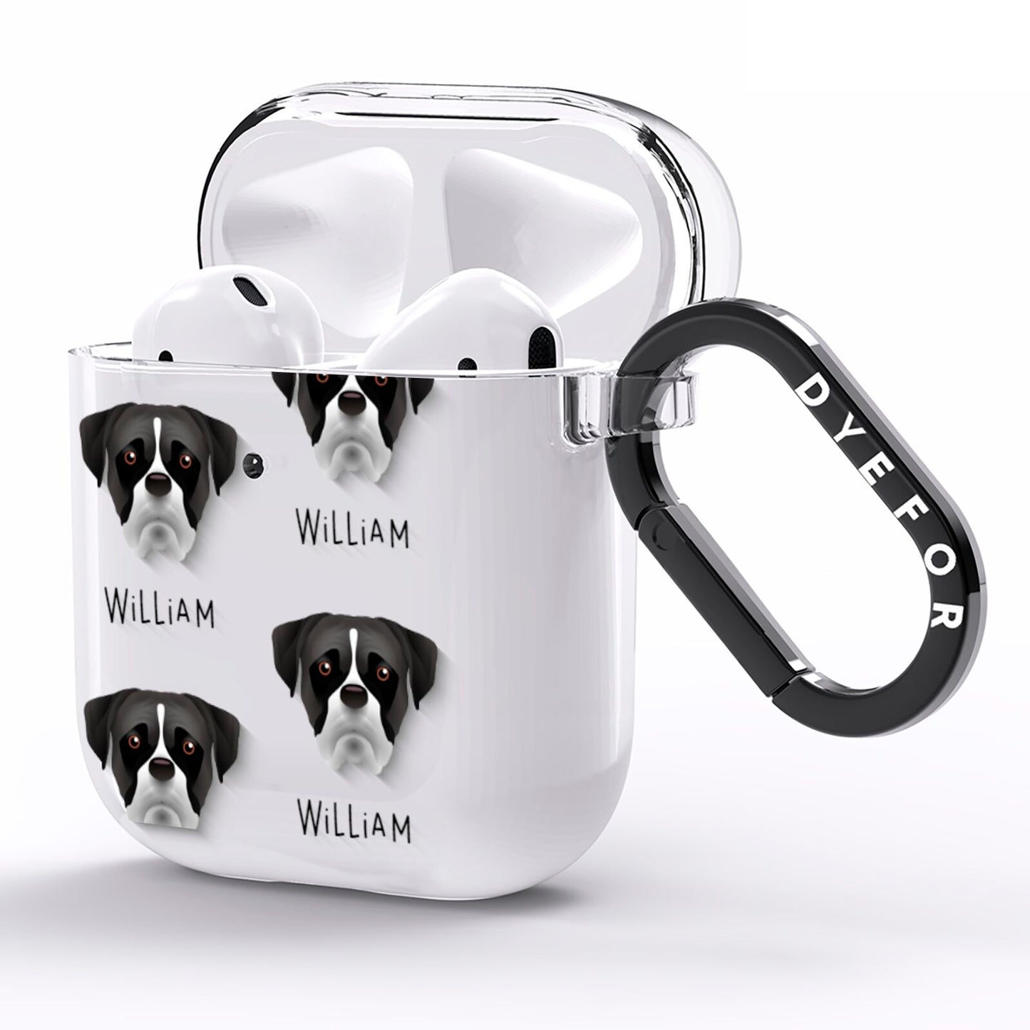 Boxer Icon with Name AirPods Clear Case Side Image