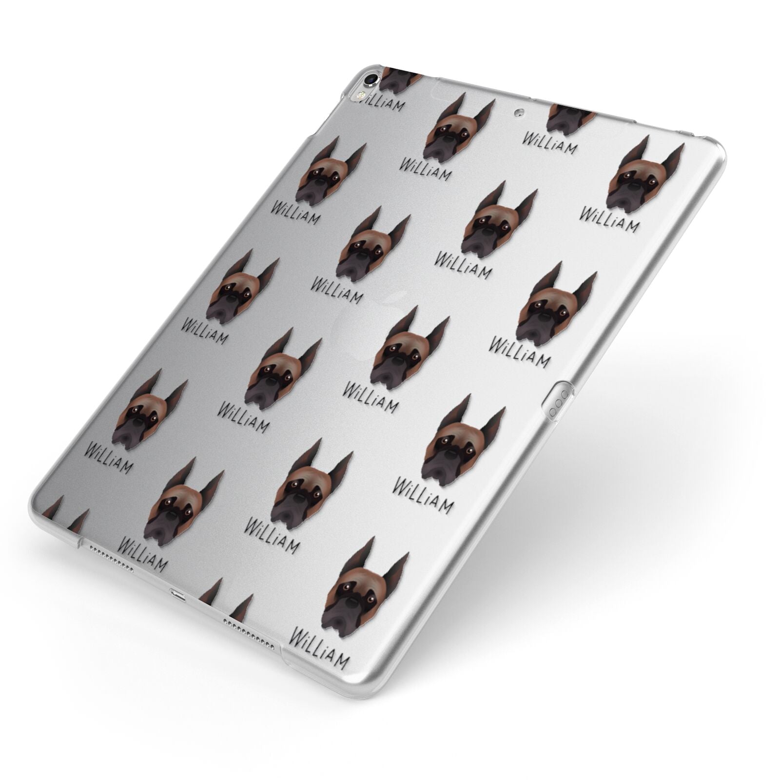 Boxer Icon with Name Apple iPad Case on Silver iPad Side View