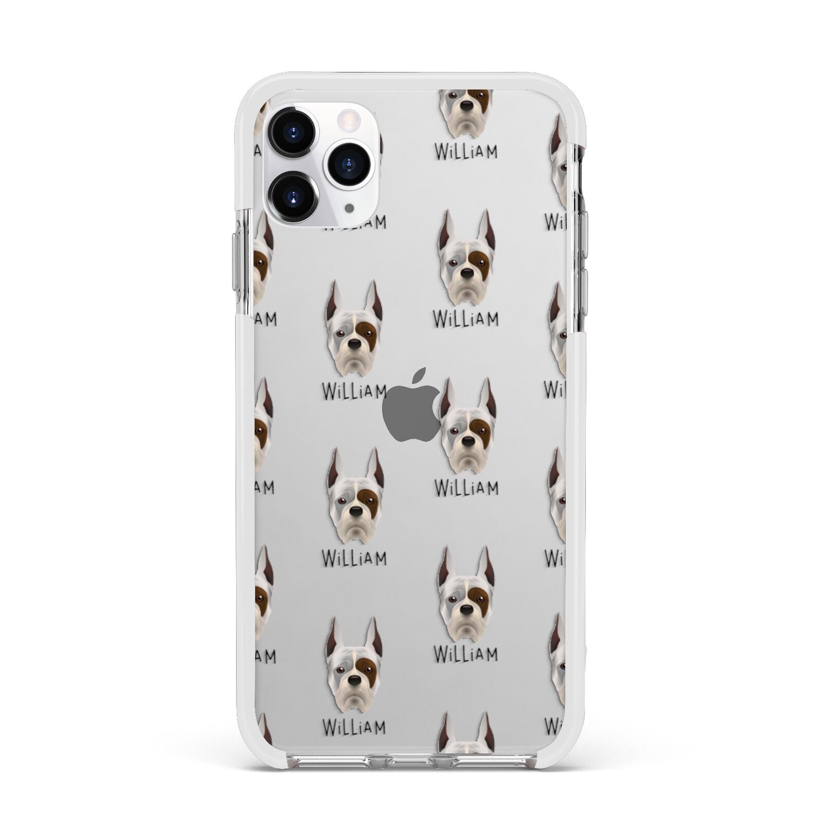 Boxer Icon with Name Apple iPhone 11 Pro Max in Silver with White Impact Case