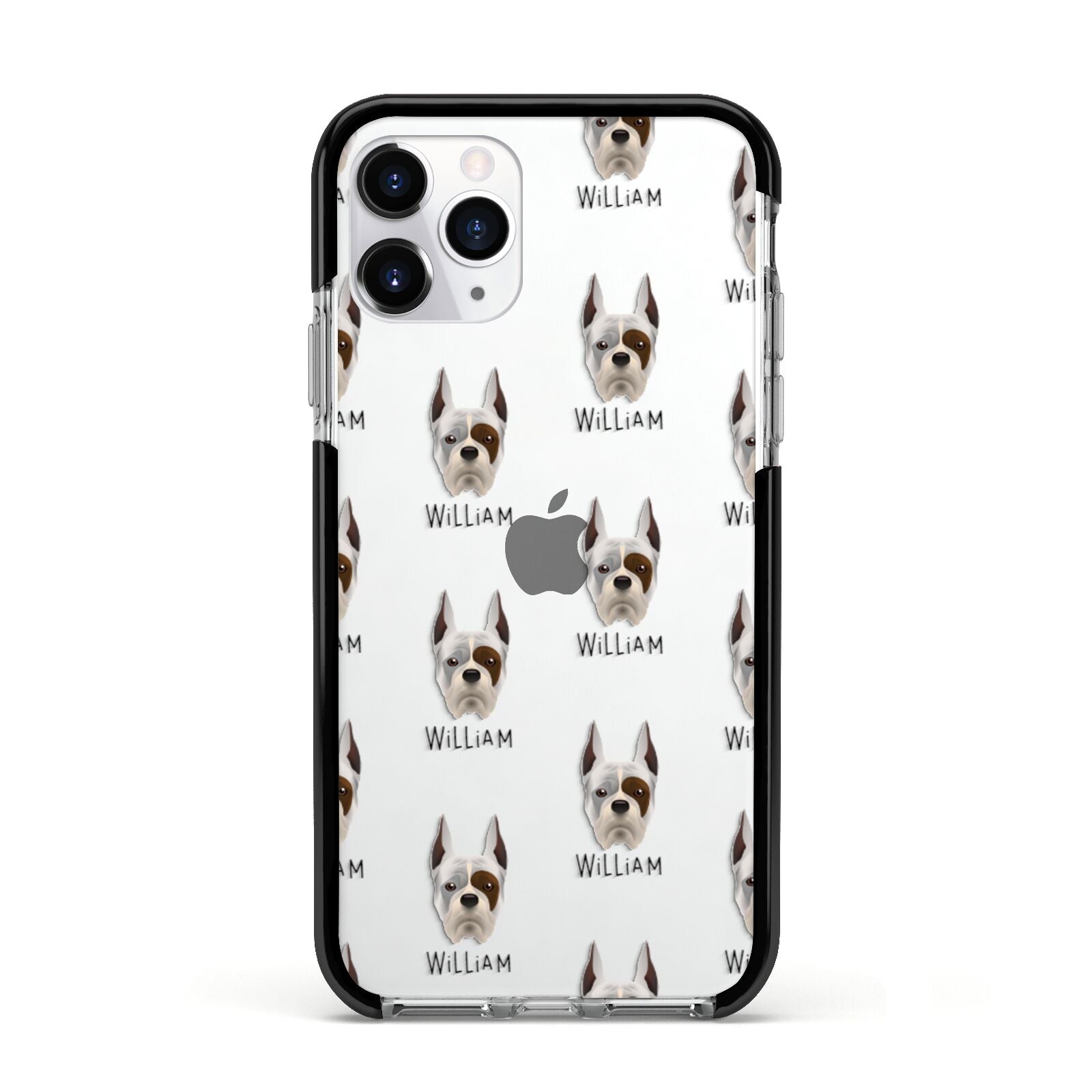 Boxer Icon with Name Apple iPhone 11 Pro in Silver with Black Impact Case