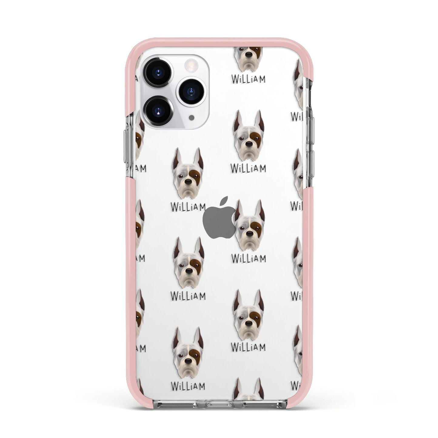 Boxer Icon with Name Apple iPhone 11 Pro in Silver with Pink Impact Case