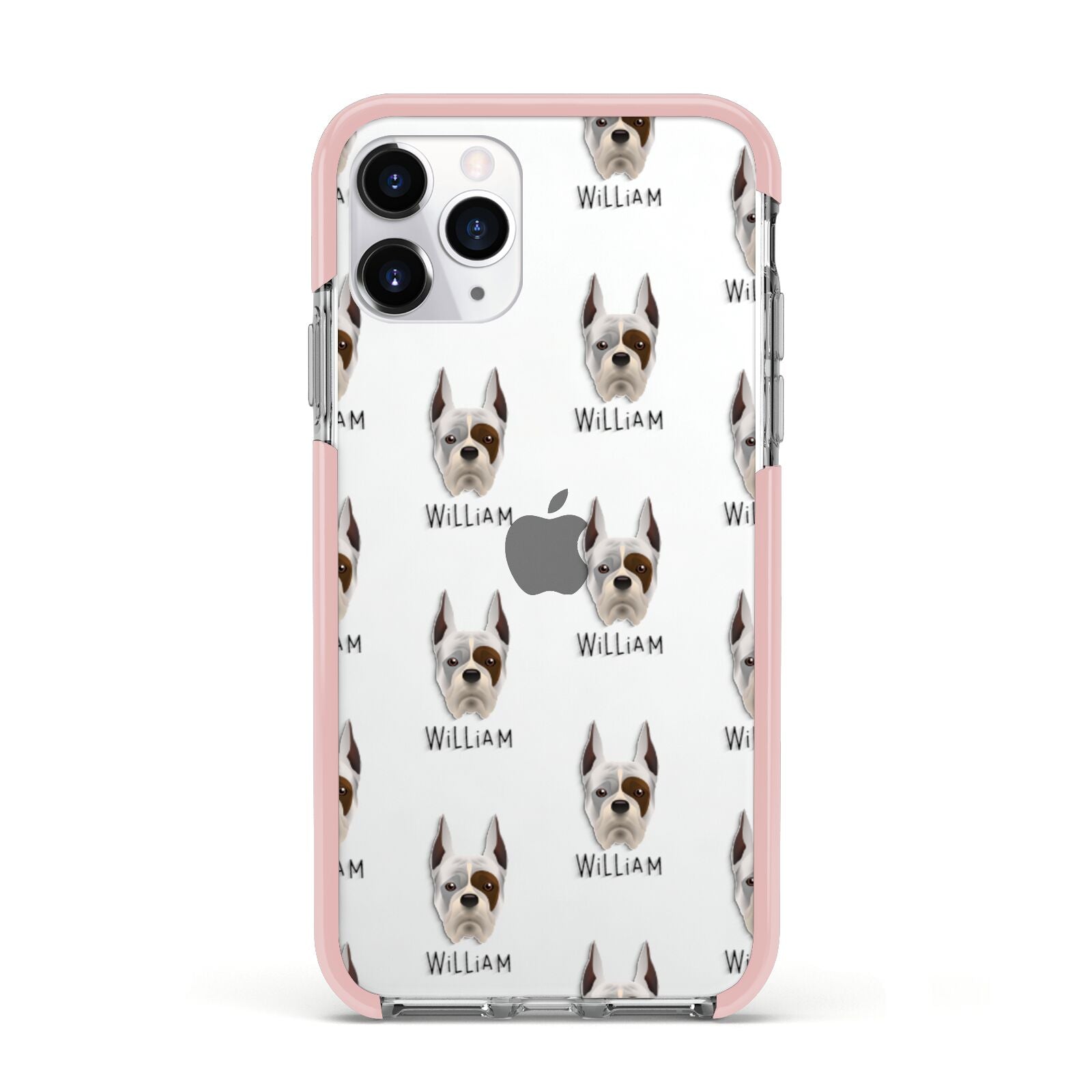 Boxer Icon with Name Apple iPhone 11 Pro in Silver with Pink Impact Case