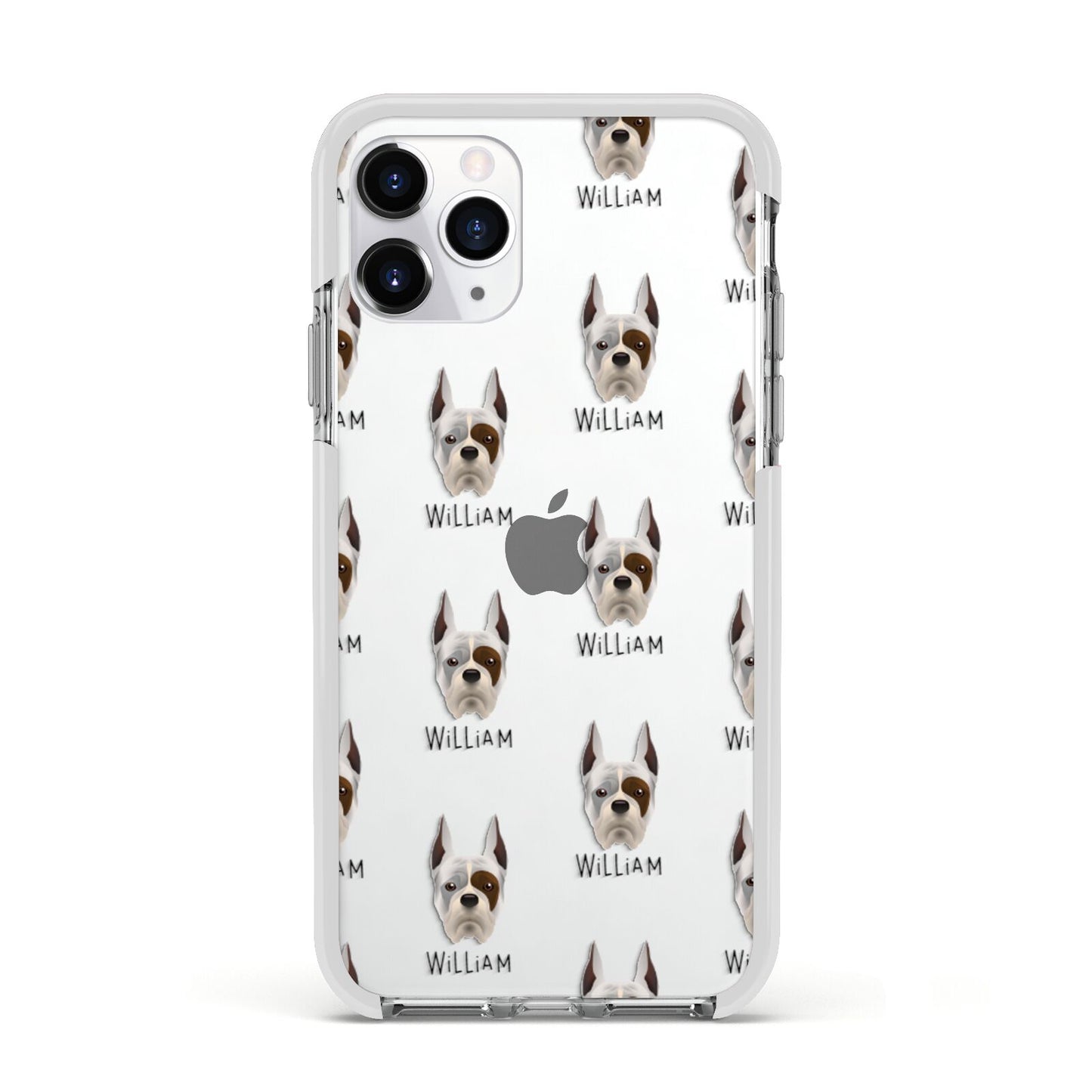 Boxer Icon with Name Apple iPhone 11 Pro in Silver with White Impact Case