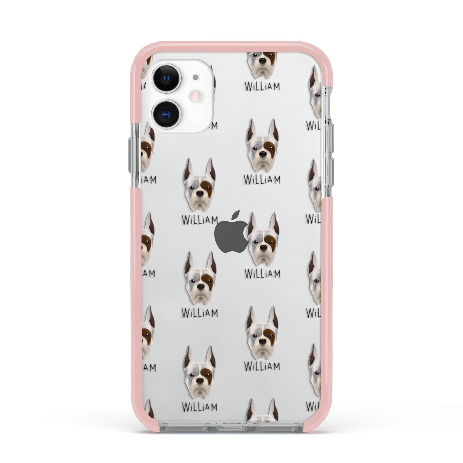 Boxer Icon with Name Apple iPhone 11 in White with Pink Impact Case